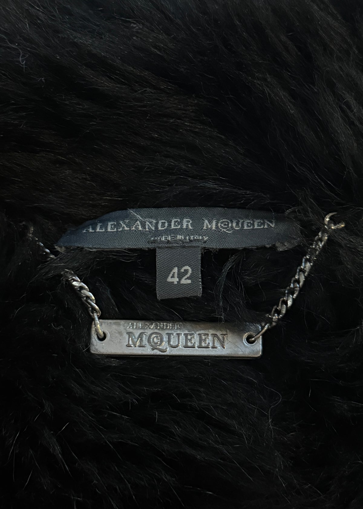 Alexander McQueen Black Suede & Shearling Oversized Collar Coat