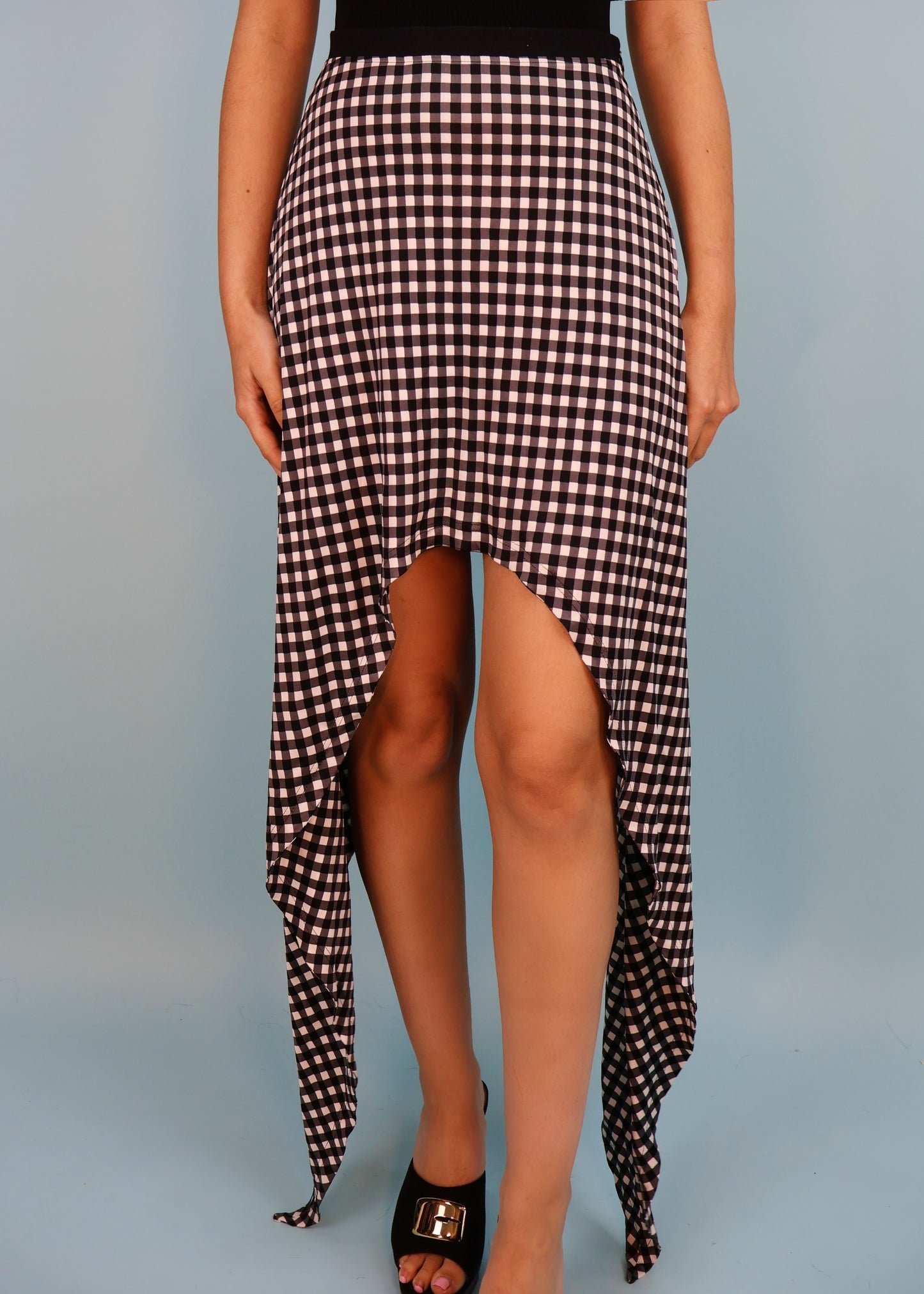 Burberry Spring 2020 Runway Black & White Gingham Asymmetric Skirt