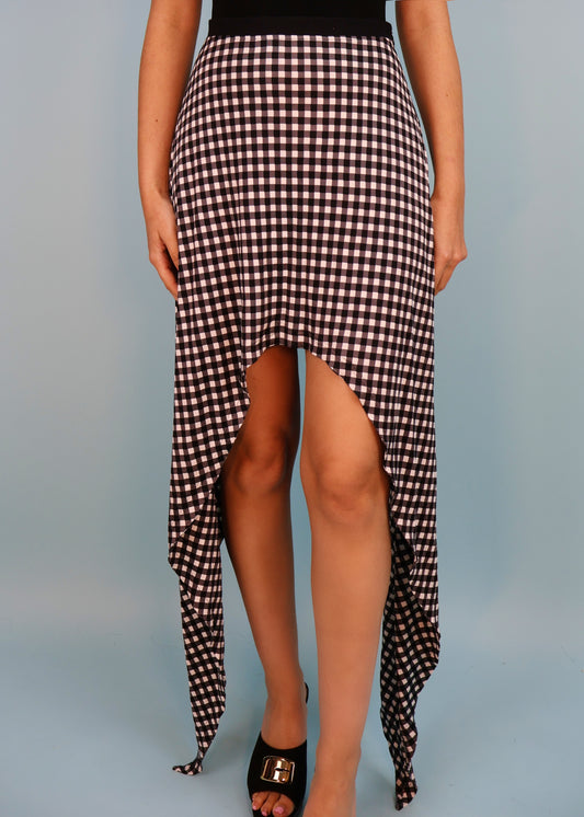 Burberry Spring 2020 Runway Black & White Gingham Asymmetric Skirt