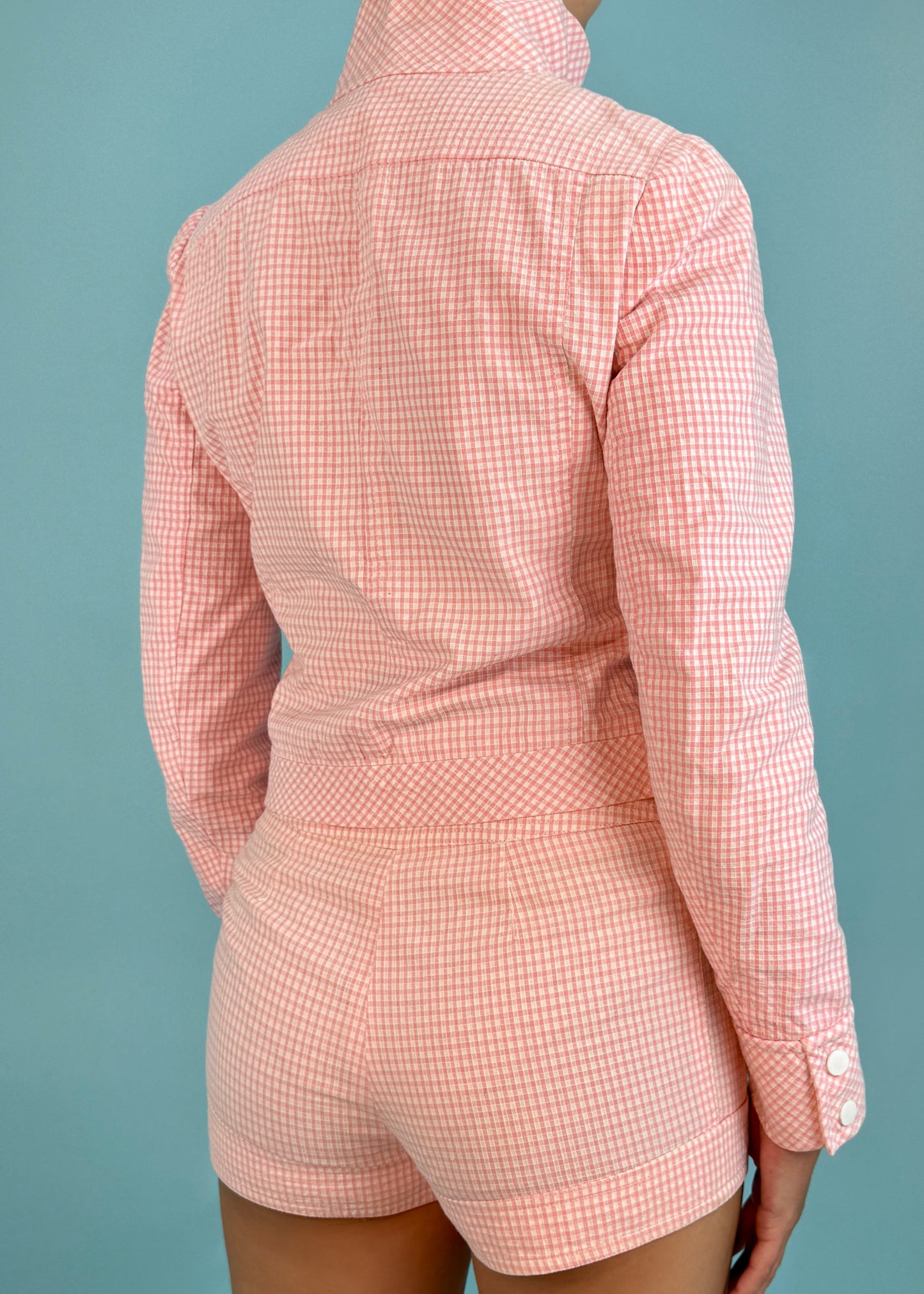Courrèges 1974 Pink Gingham Jacket & Shorts Set