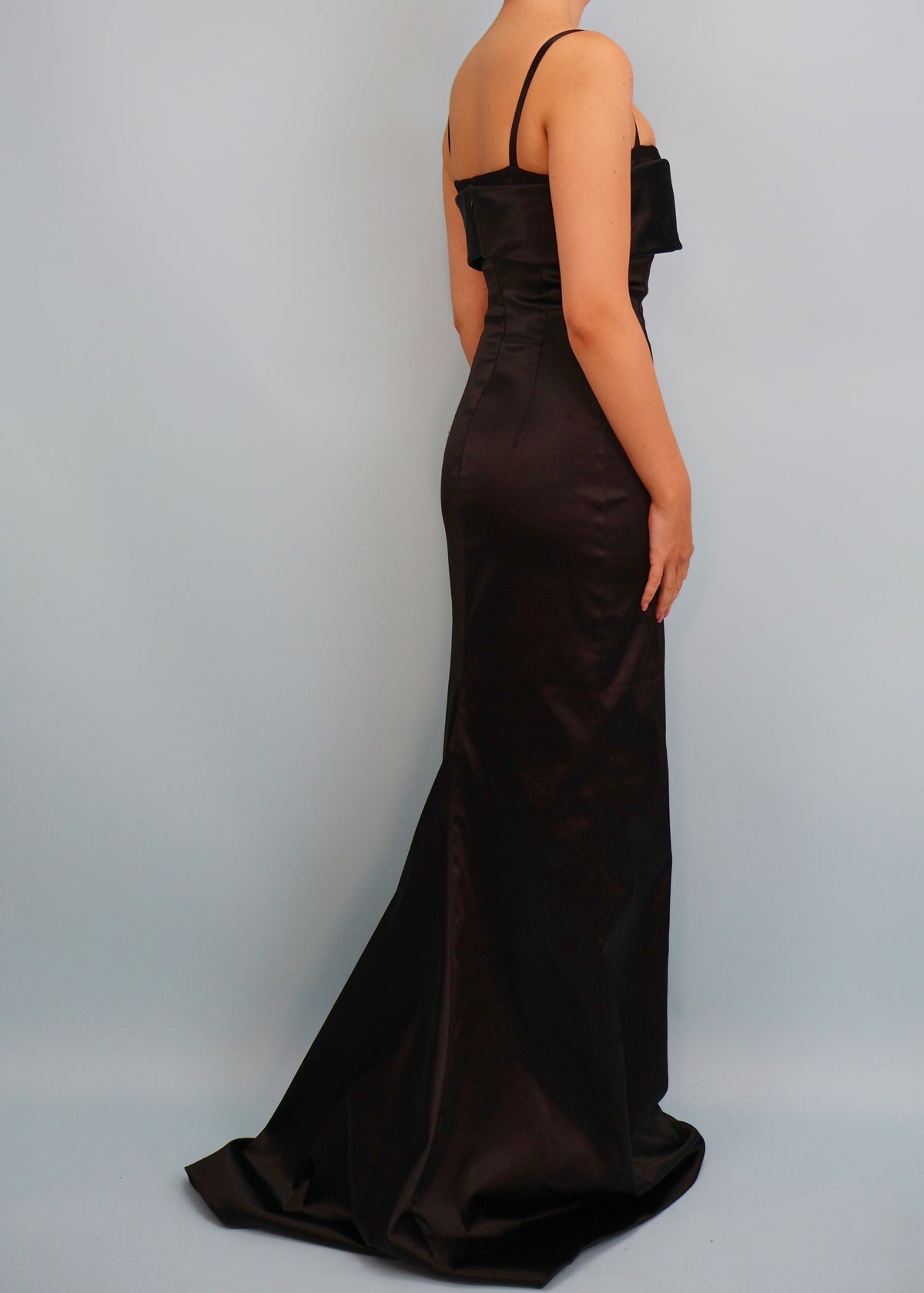 Dolce & Gabbana 2000s Black Satin Corseted Gown