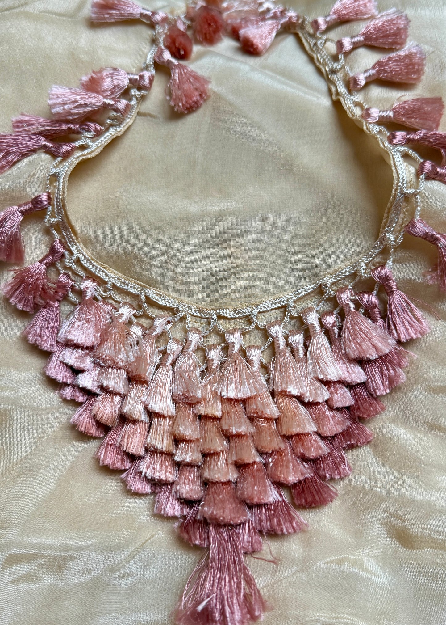 Gucci Spring 2005 Cream Tassel Open Front Silk Blouse Top