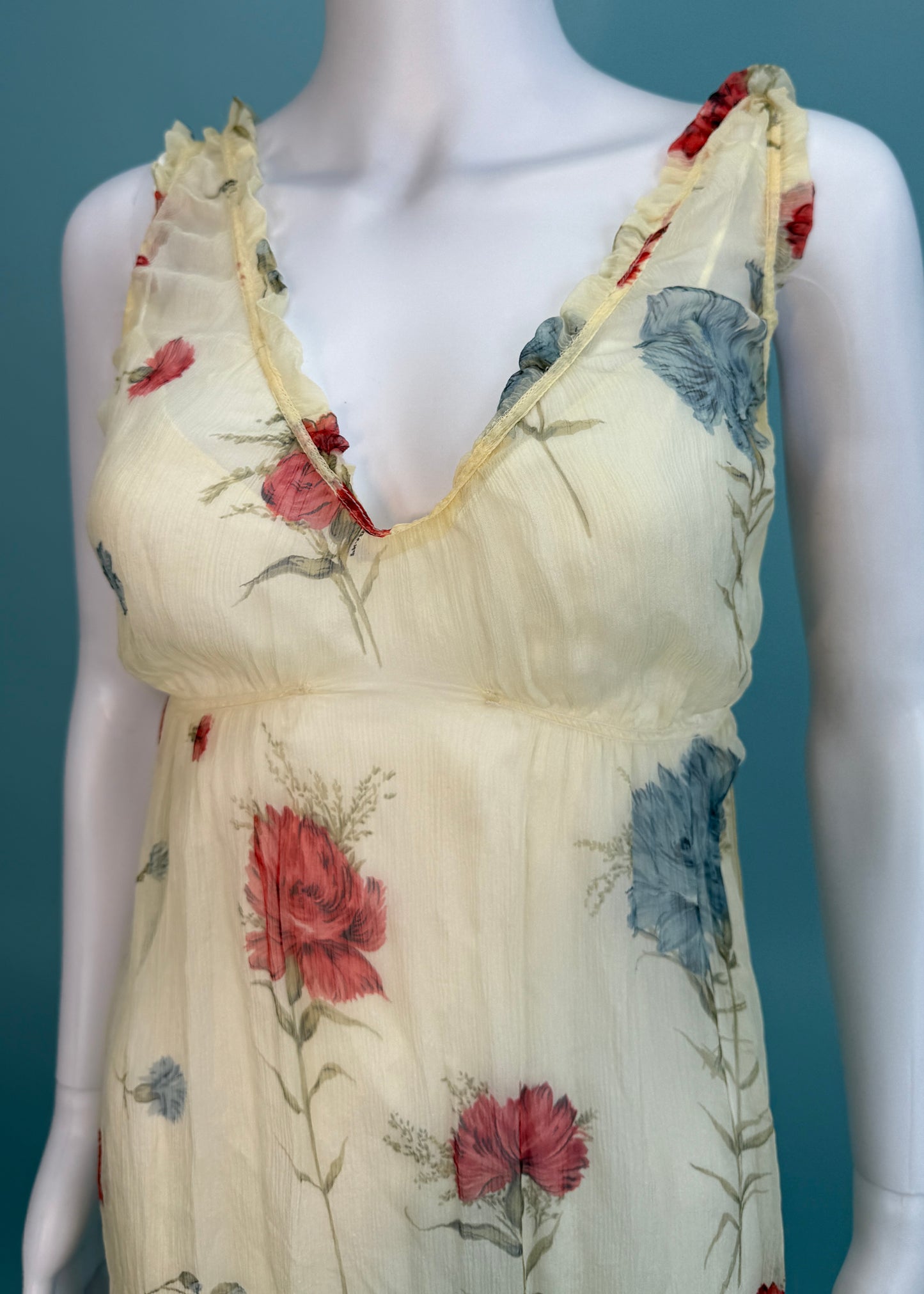 Prada Floral Silk Chiffon Sheer Dress & Slip