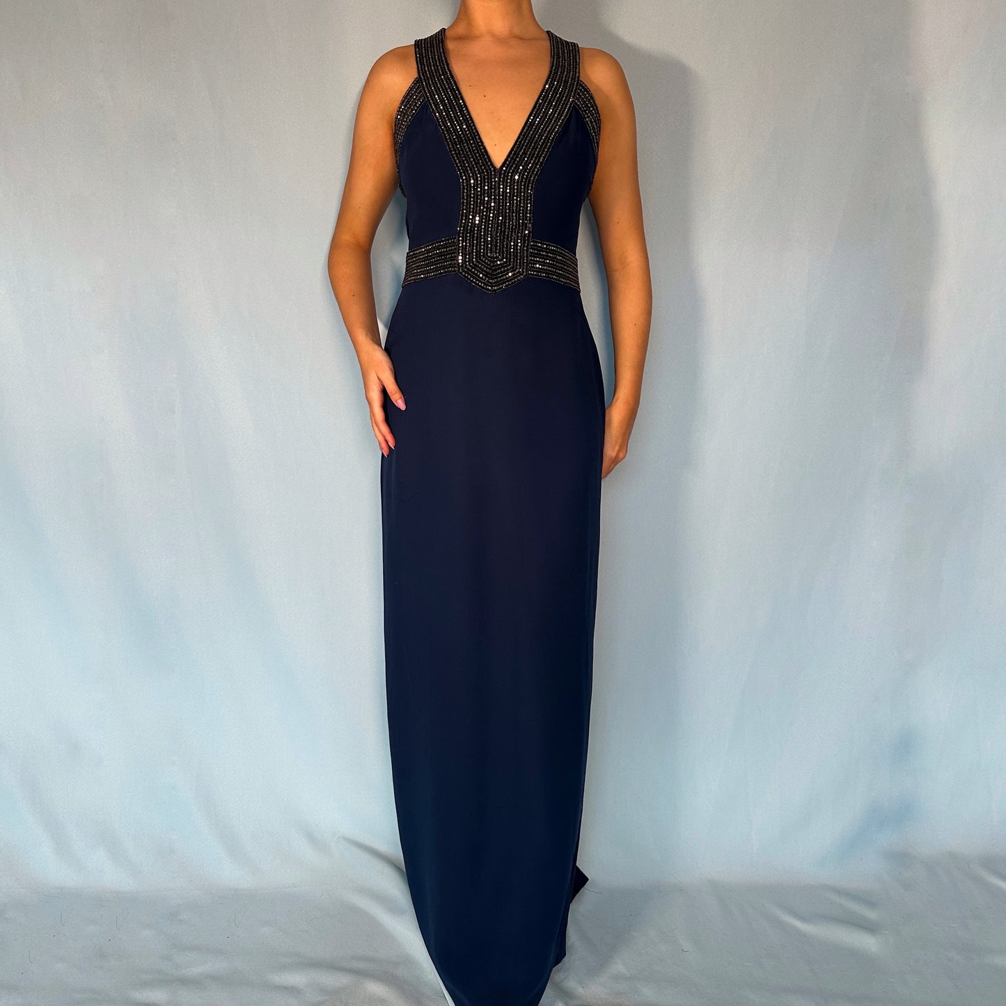 Gucci 2014 Navy Blue Embellished Gown Dress