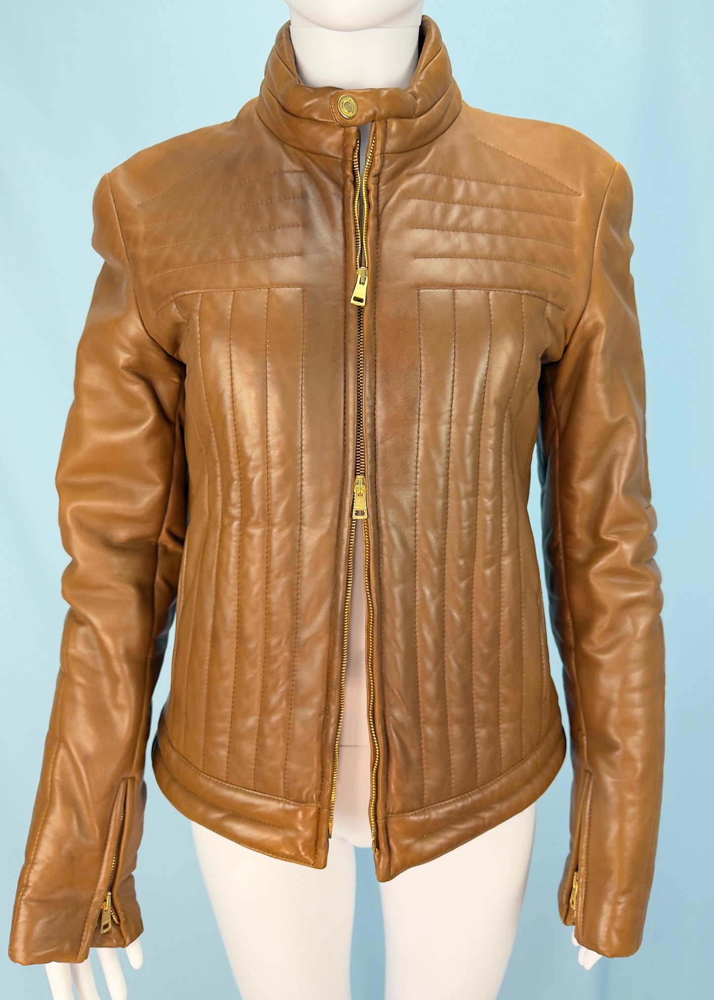 *Menswear* Gucci Fall 2000 Runway Tan Quilted Leather Jacket