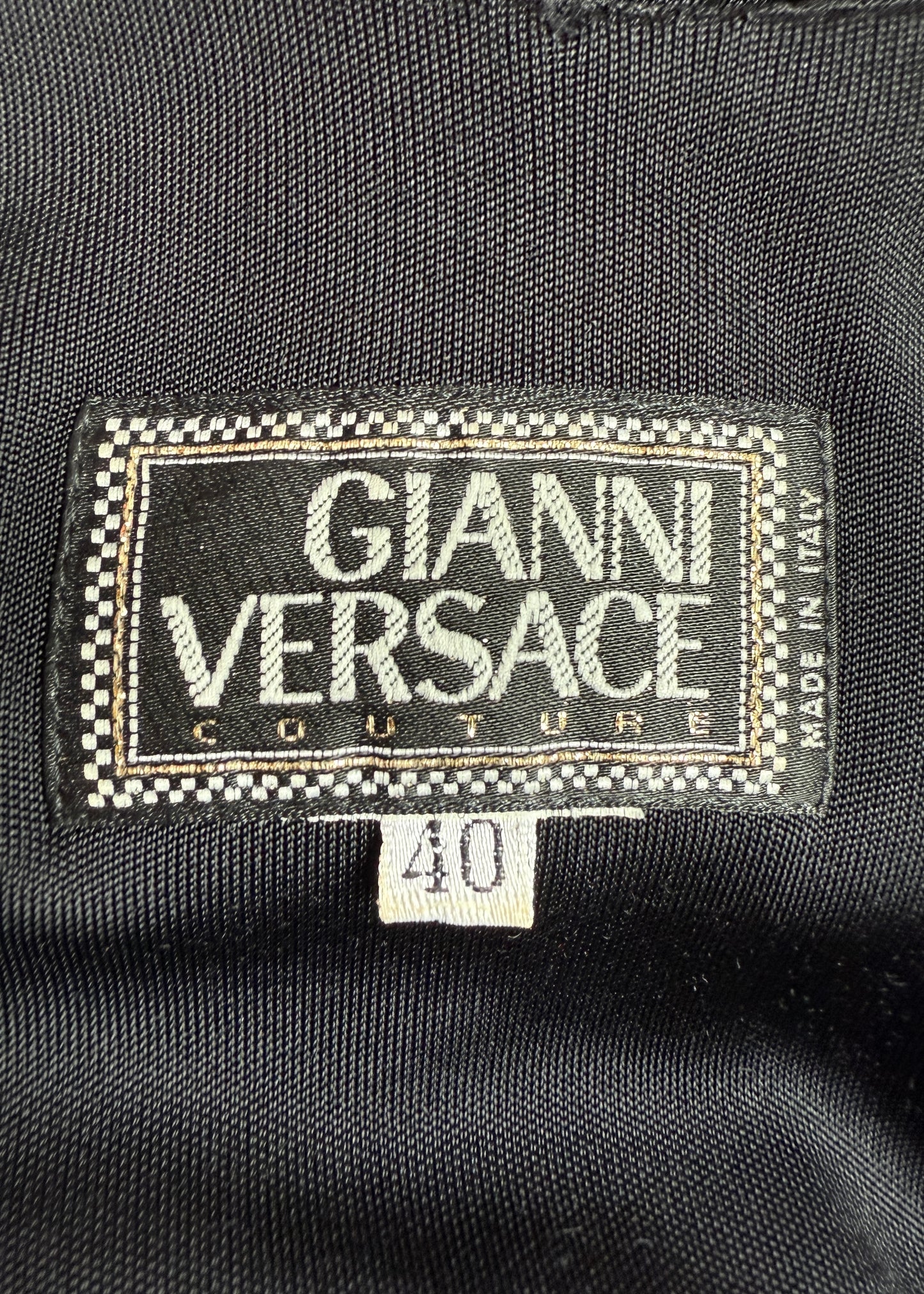 Versace Spring 1995 Runway Black Draped High Thigh Slit Dress