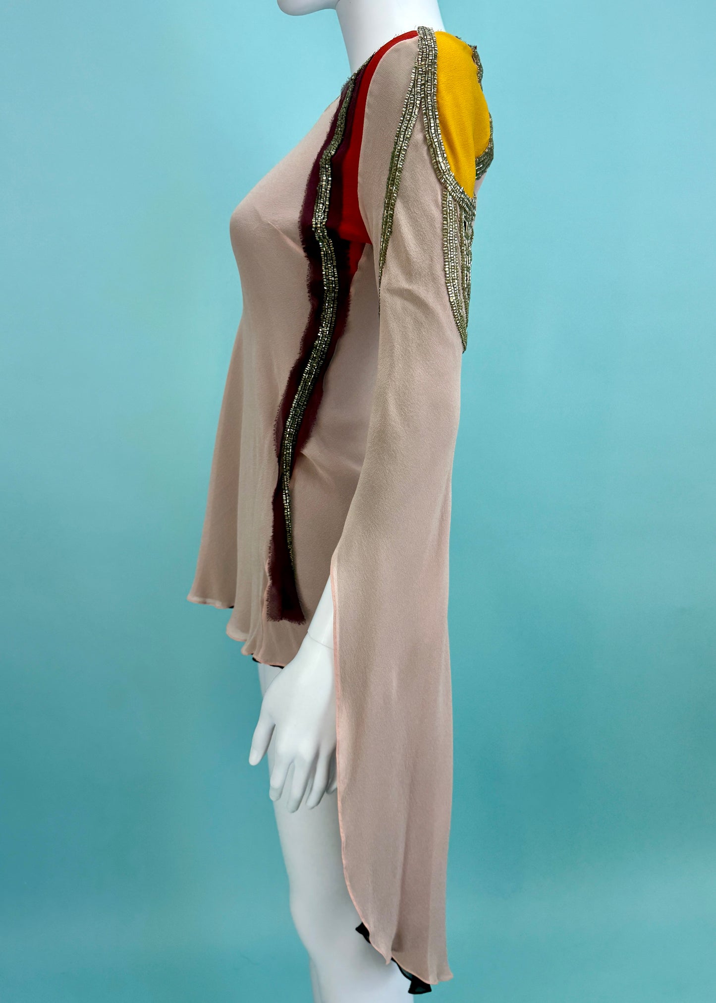 Chloé Fall 2002 Runway Pink Silk Embellished Top
