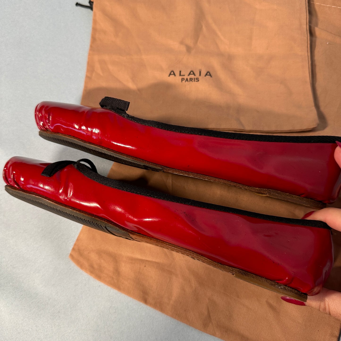 Alaïa Red Patent Leather Ballet Flats