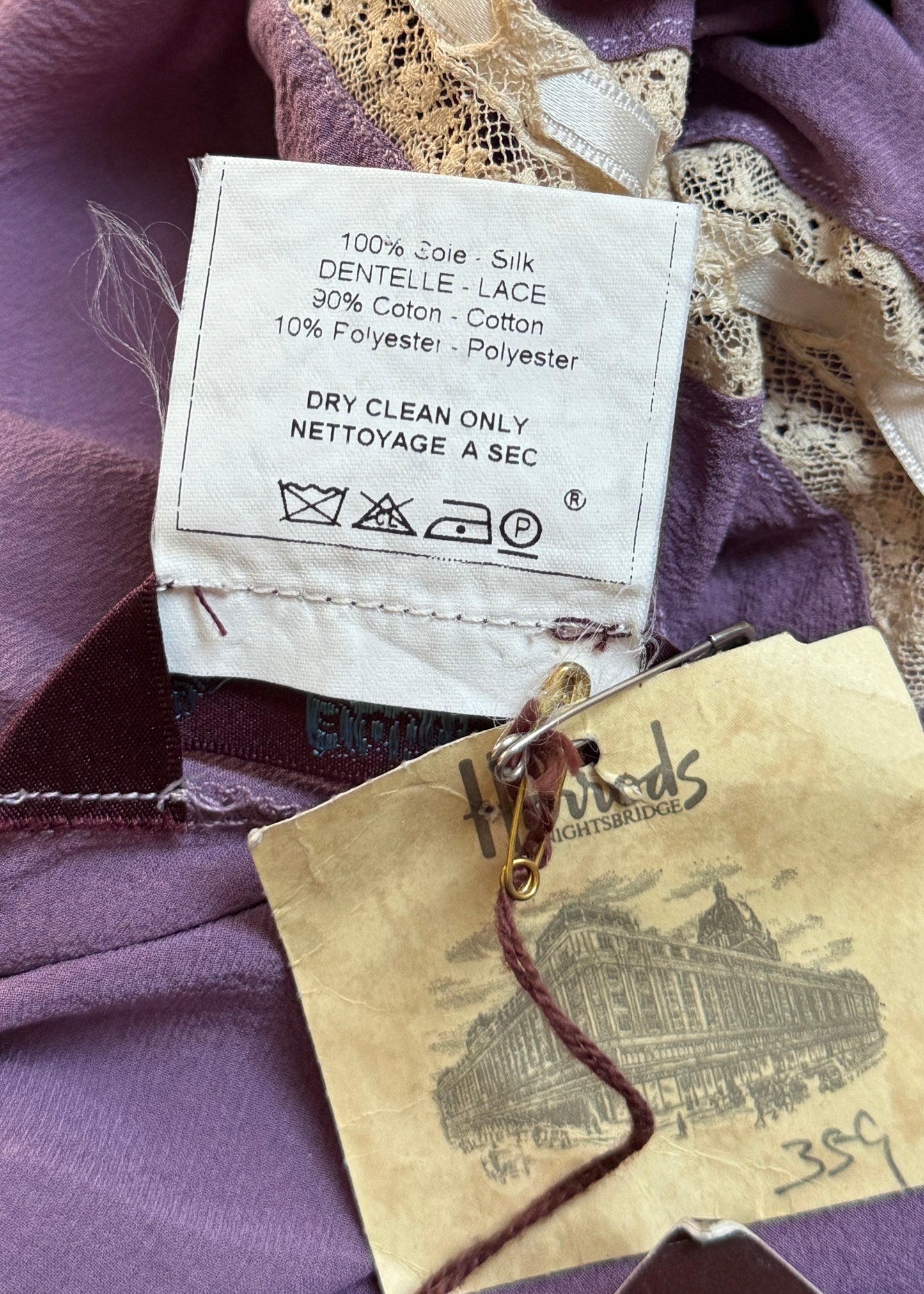 John Galliano Fall 2001 Purple Silk Chiffon & Lace Camisole Top