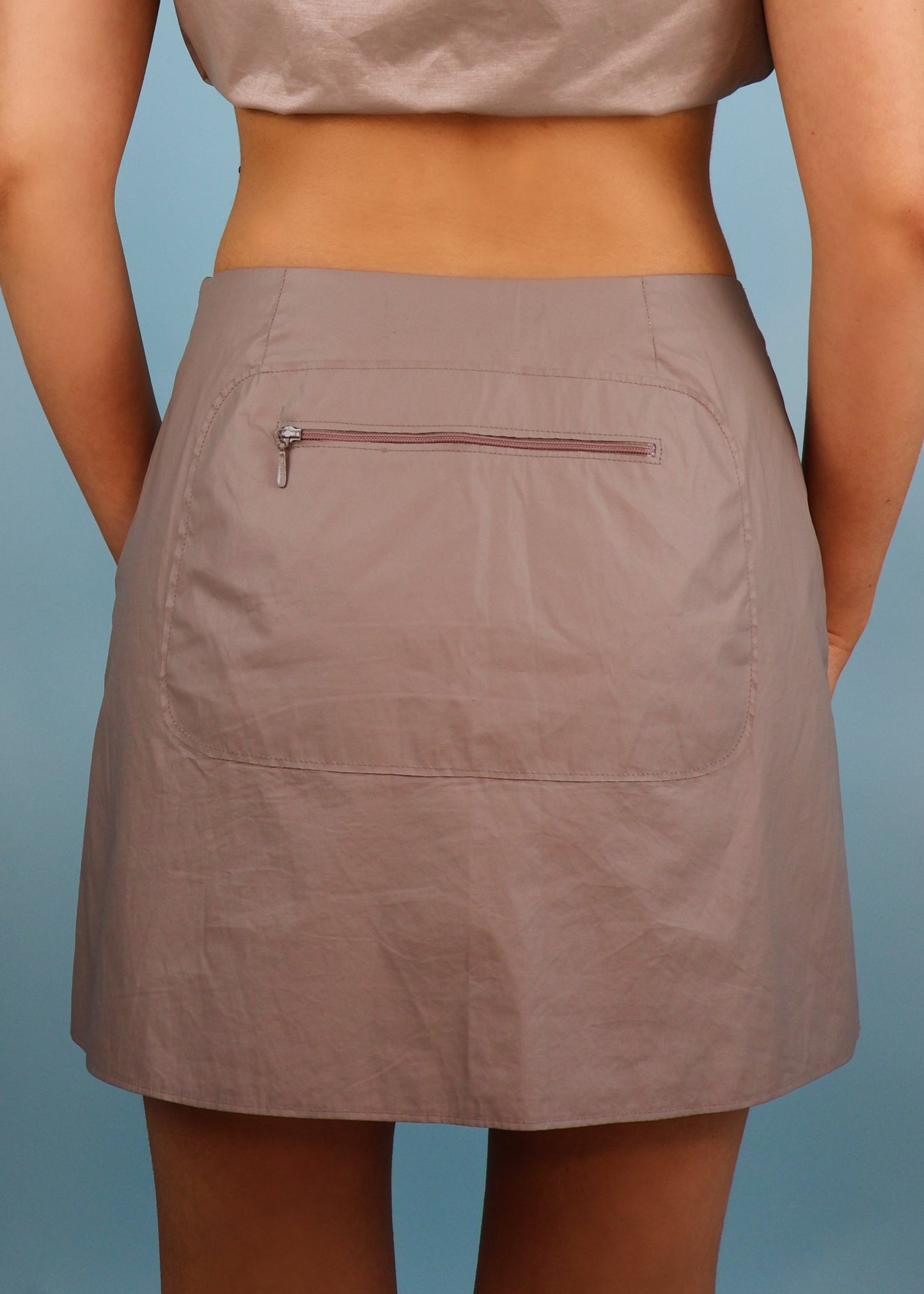 Miu Miu Spring 1999 Runway Grey Buckle Top & Skirt Set