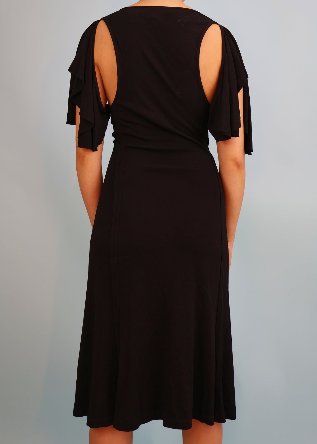 Yves Saint Laurent Spring 2003 Black Floating Sleeve Dress