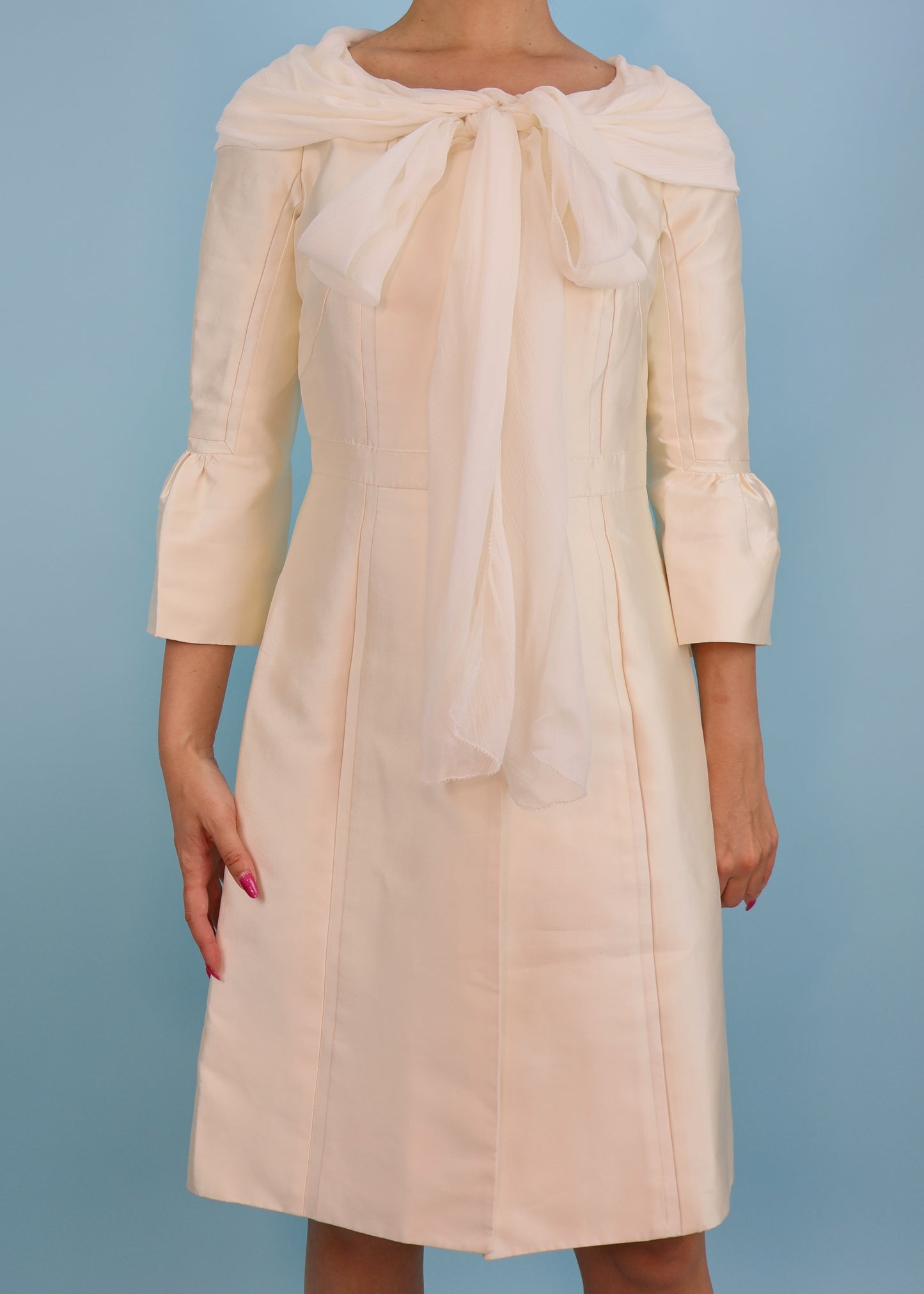 Louis Vuitton Spring 2006 White Silk & Chiffon Tie Up Dress Coat