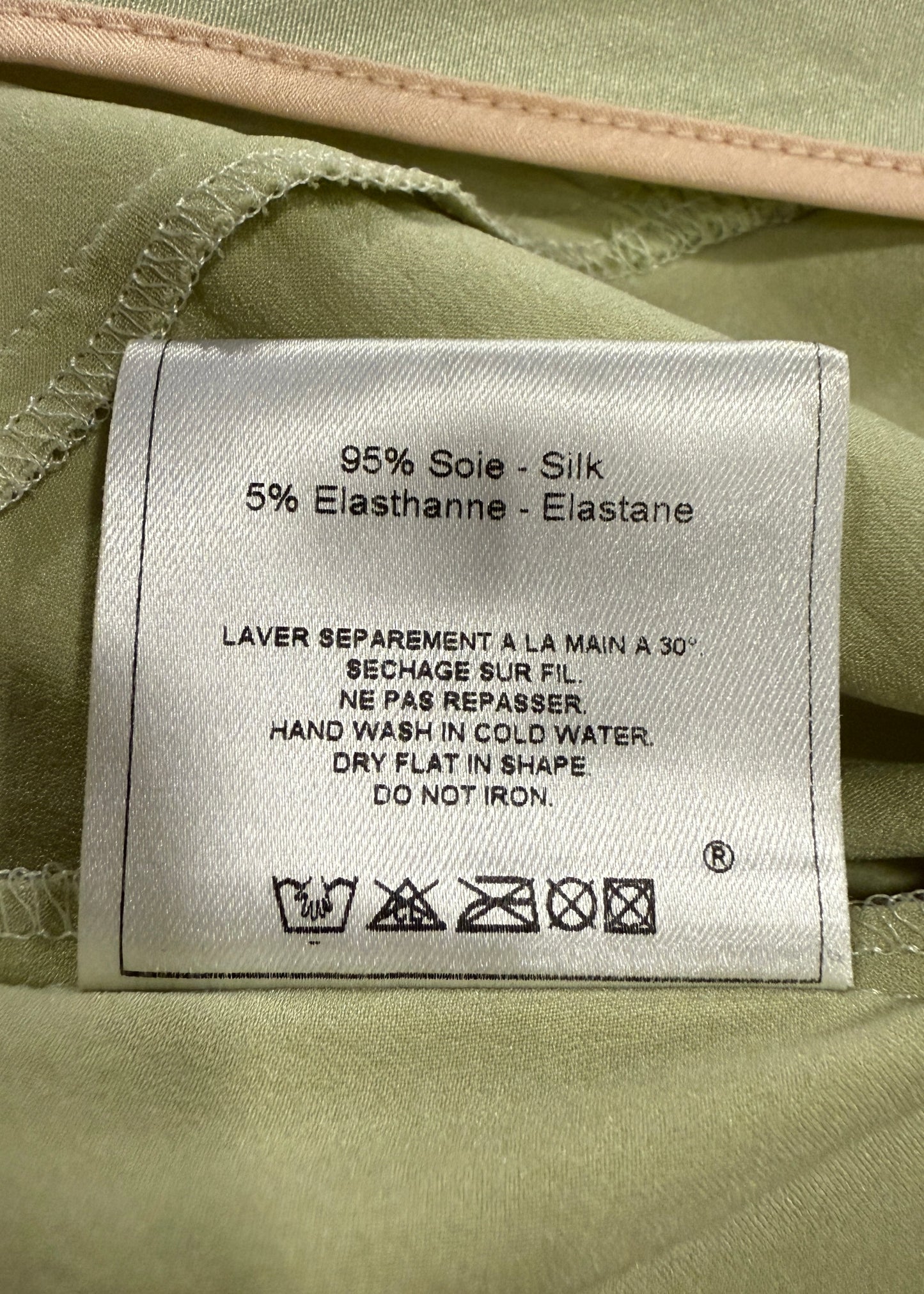 John Galliano Spring 2003 Mint Green Silk Satin Floral Cross Stitch Mini Dress