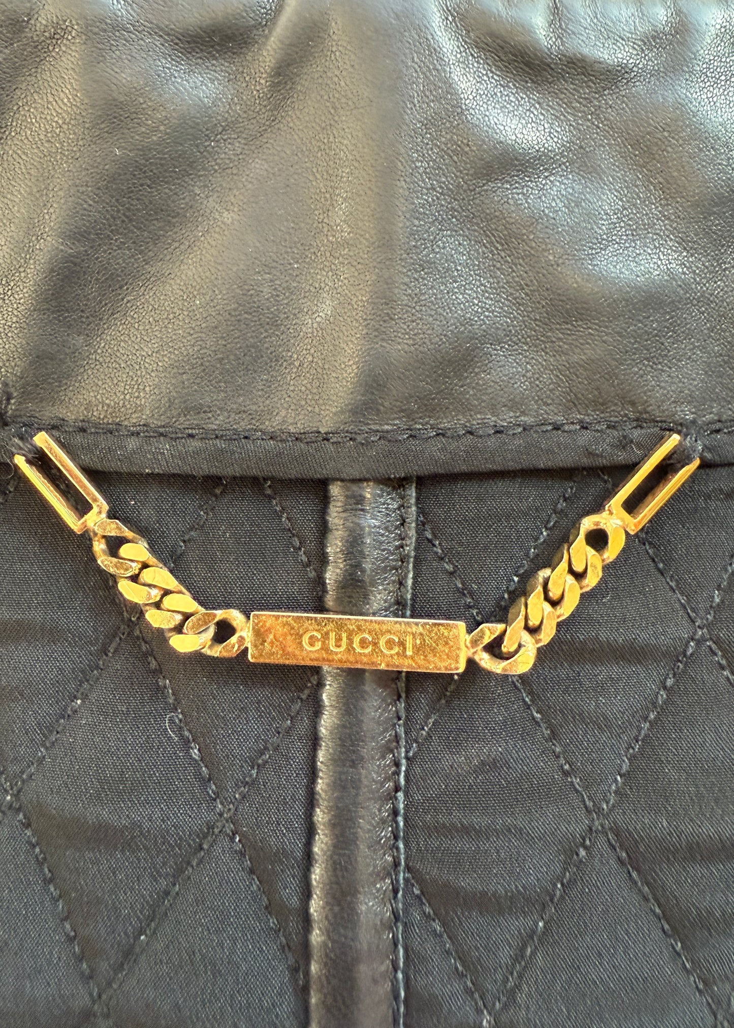 Gucci Fall 2000 Double Zip Quilted Black Leather Jacket