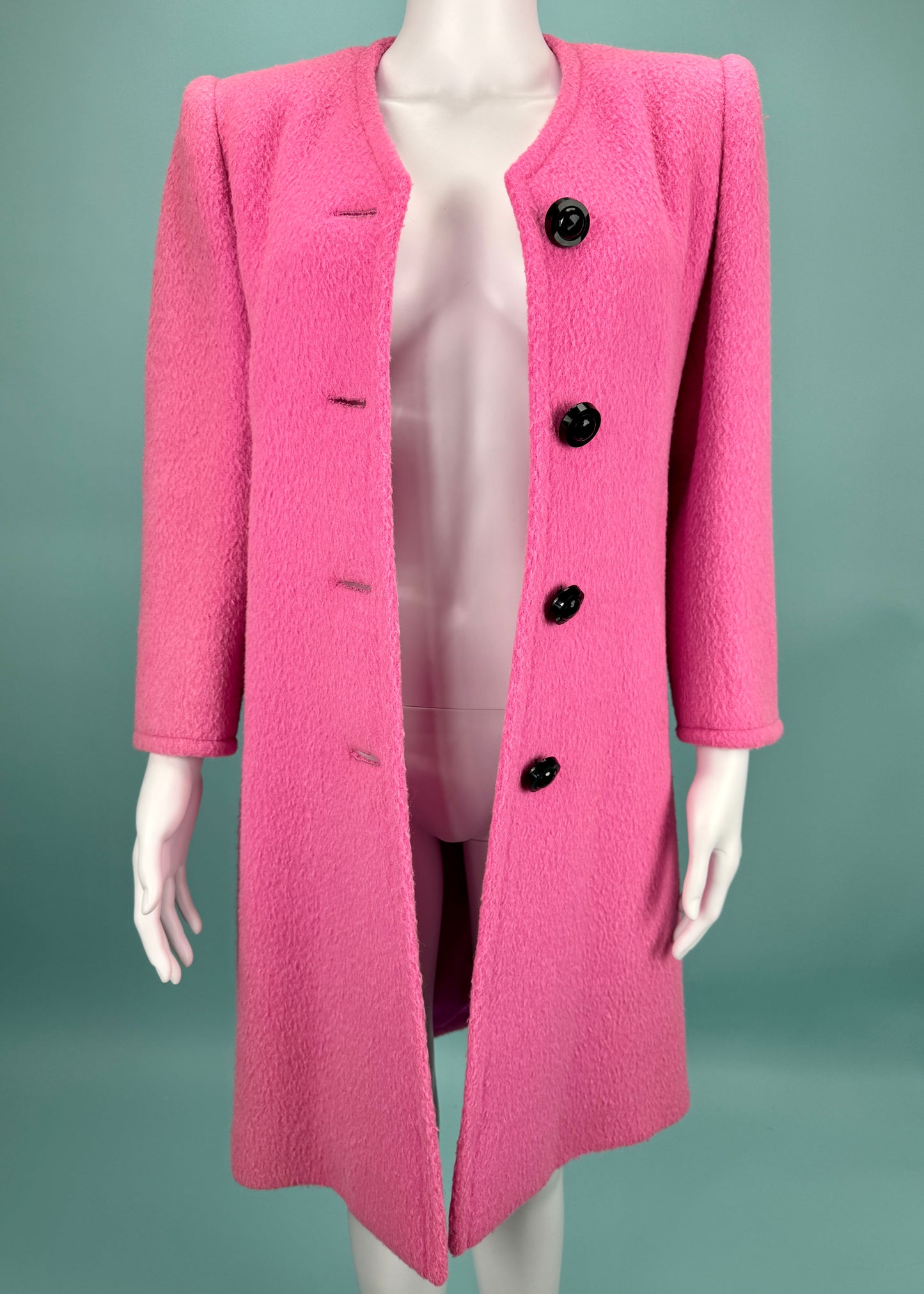 Givenchy Haute Couture Fall 1985 Runway Pink Brushed Wool Jacket