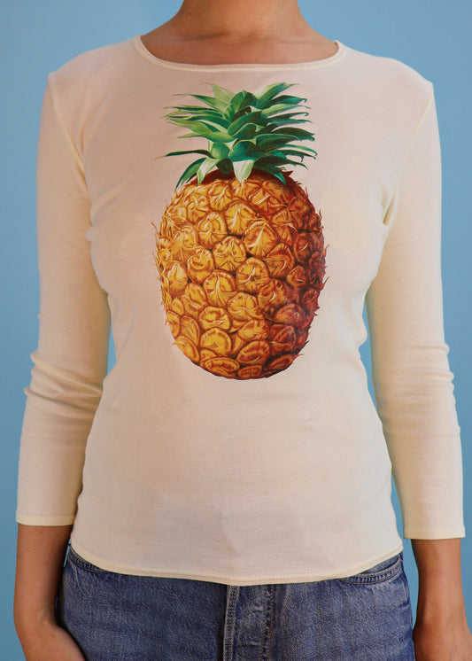 Chloé Spring 2001 Pineapple Print Cream Top