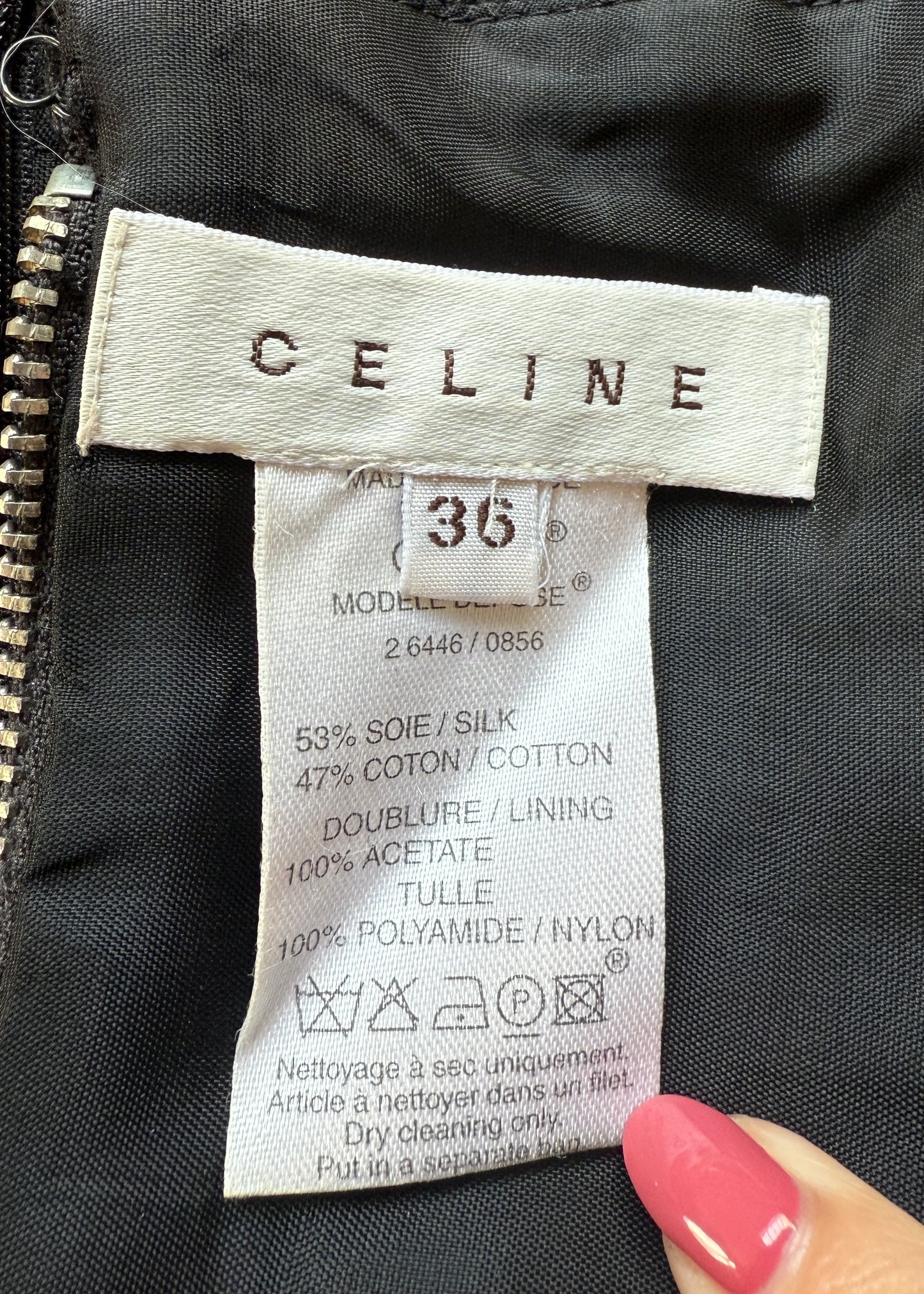 Celine Fall 2004 Runway Lace Print Corseted Strapless Dress
