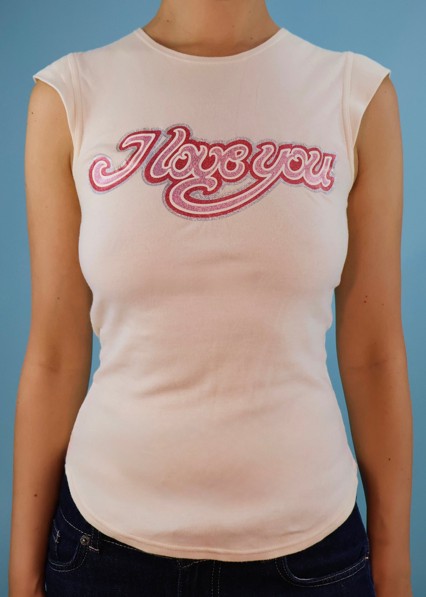 Chloé Spring 1999 "I Love You" Glitter Print Top