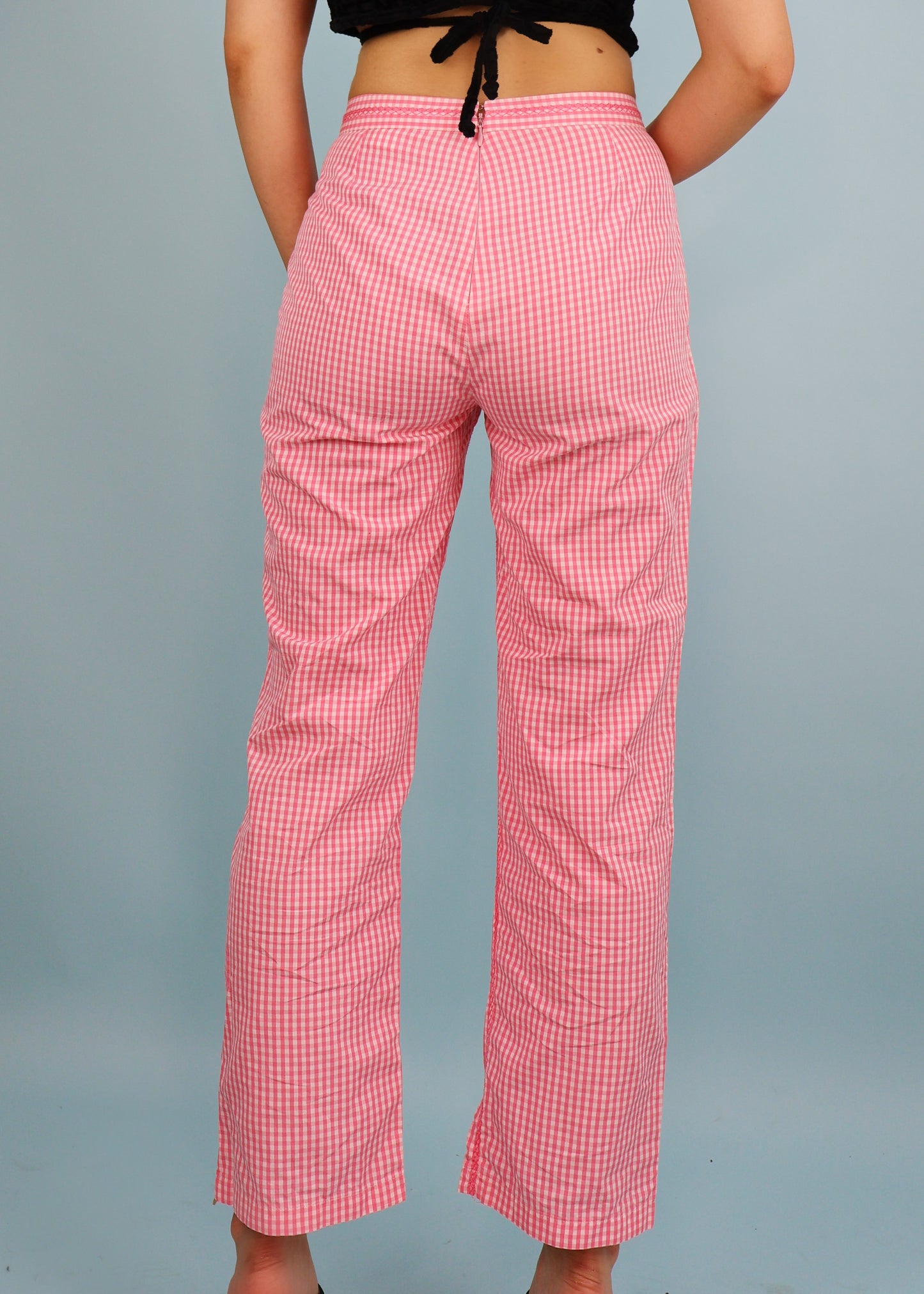 Versace 1990s Pink & White Gingham Pants