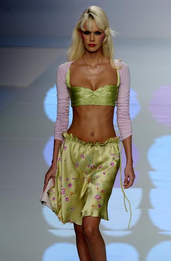 Valentino Spring 2004 Lime Green Silk Plisse Top