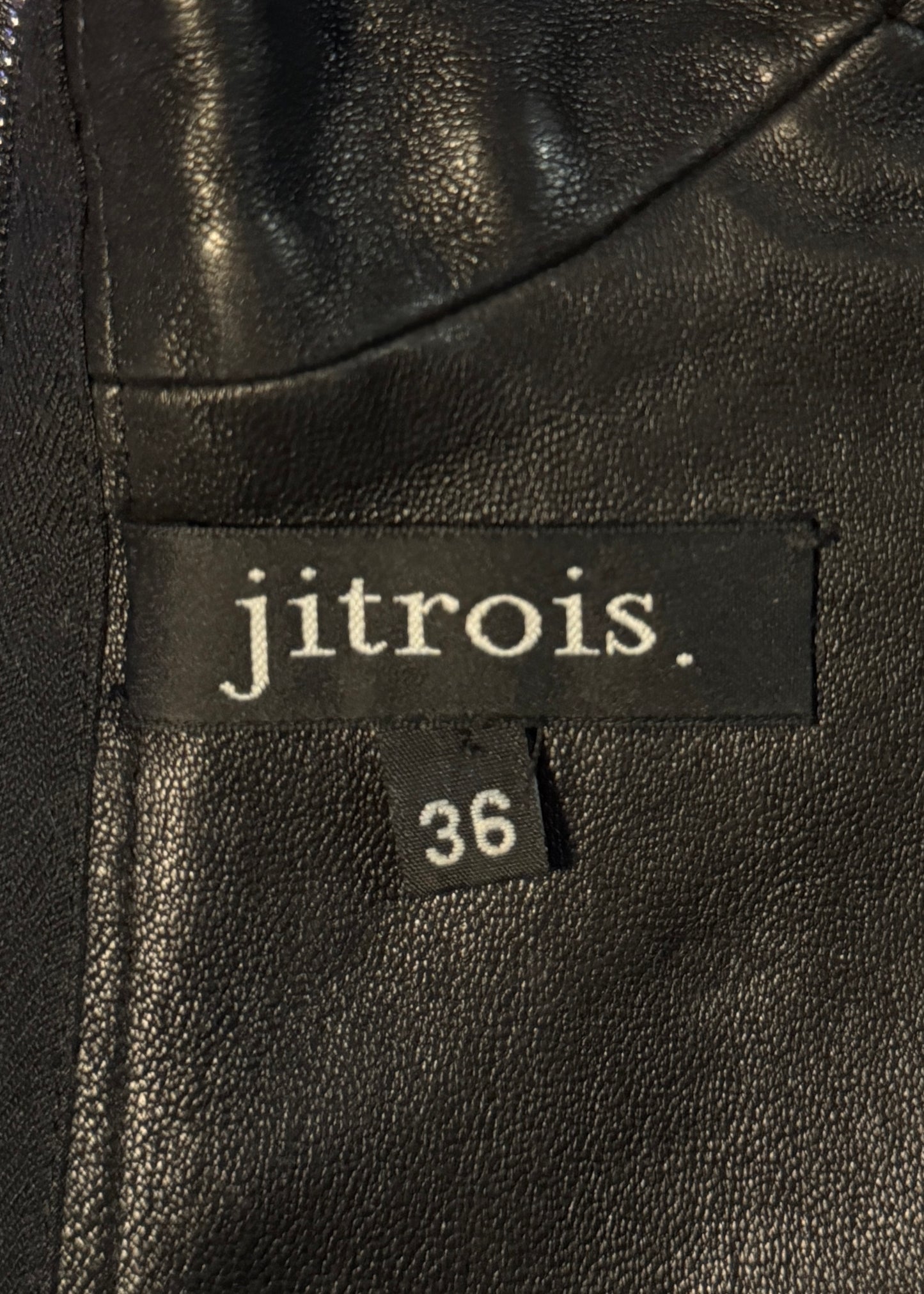 Jitrois Black Leather & Mesh Lace Dress