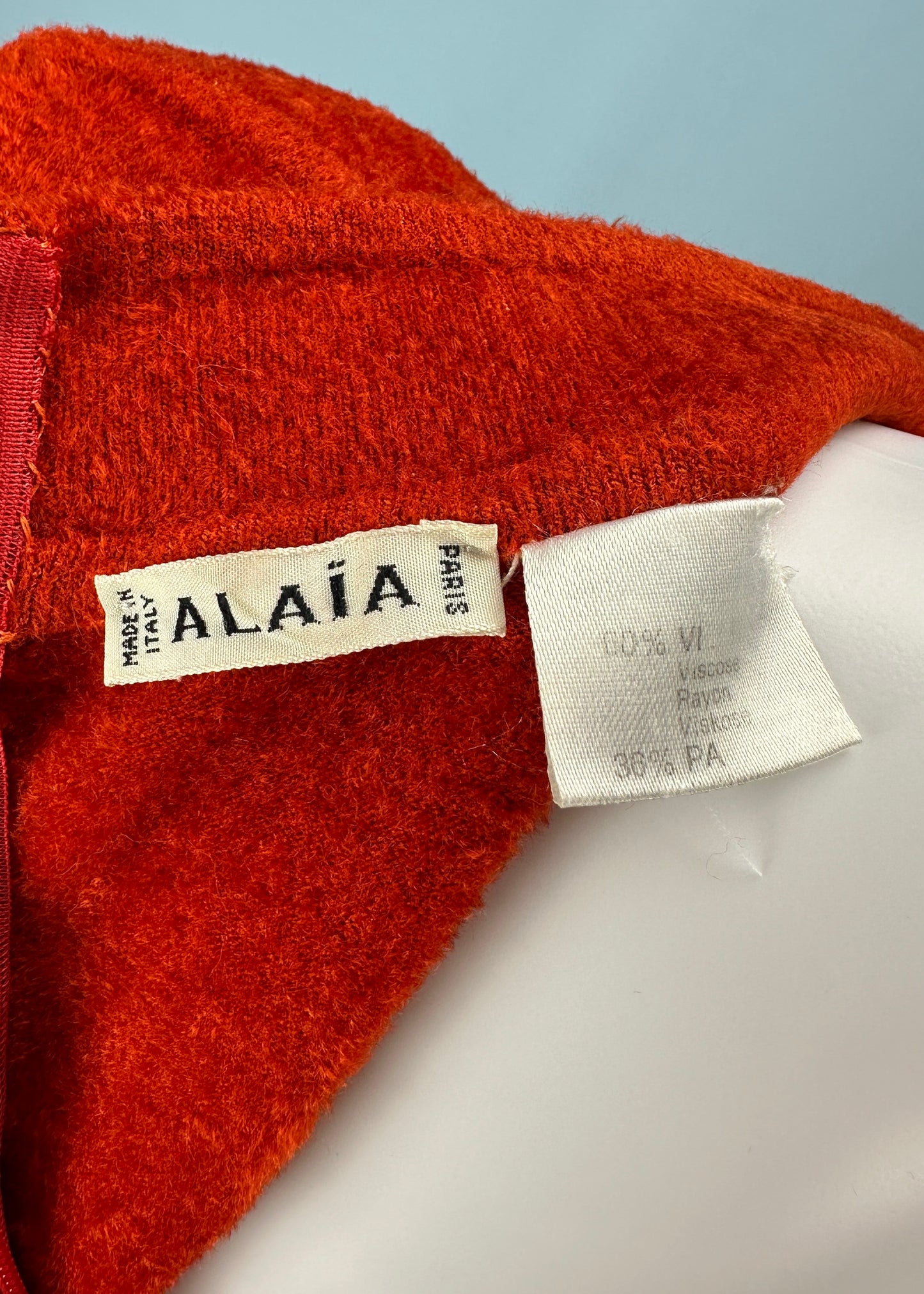 Azzedine Alaia Fall 1991 Runway Orange Chenille Cutout Dress