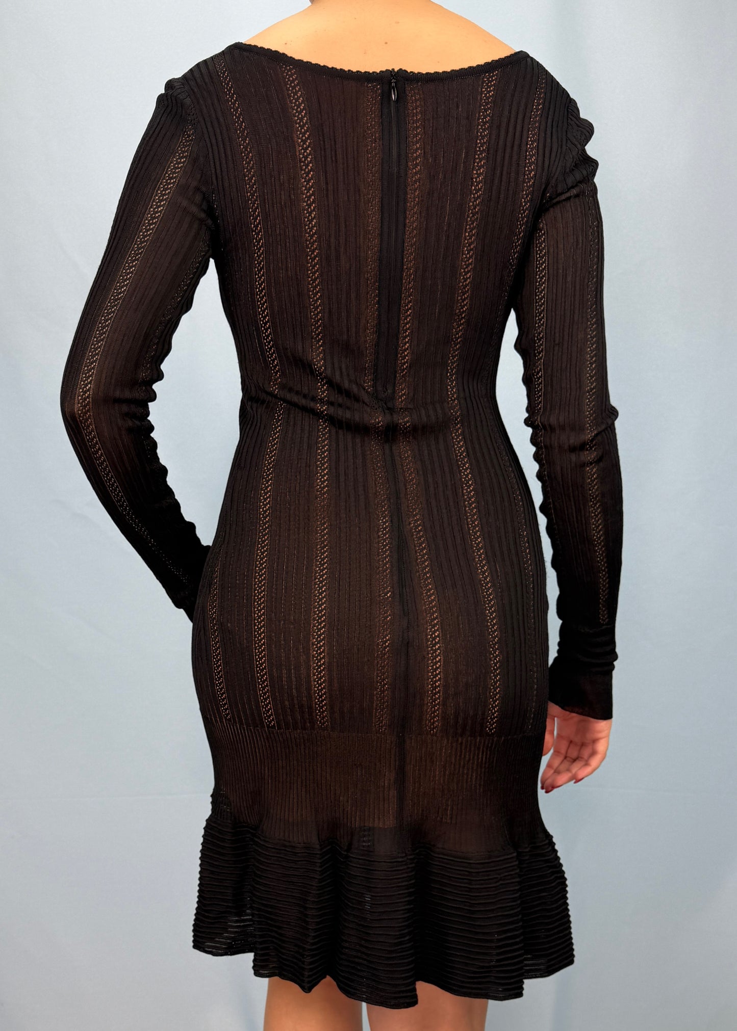Azzedine Alaia 1990s Nude Illusion Long Sleeve Knit Dress