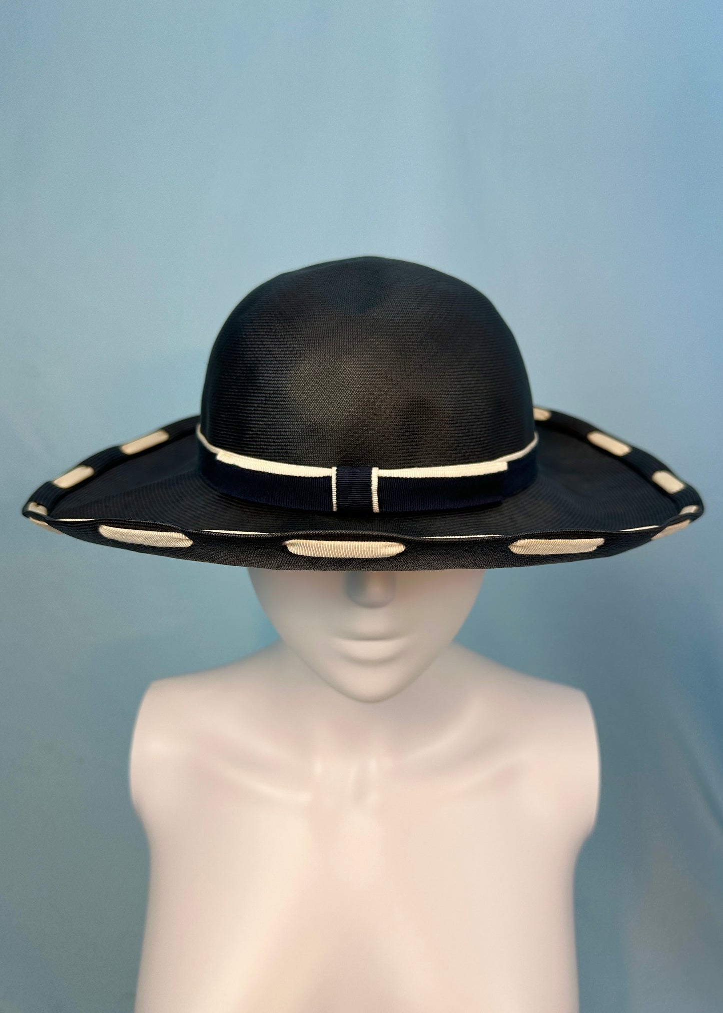 Chanel Early 90’s Navy & White Woven Hat