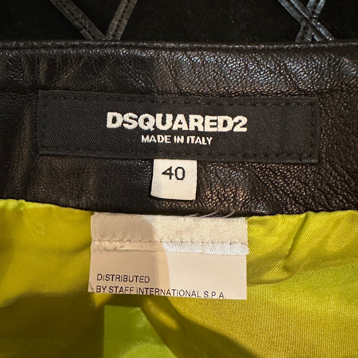 DSquared2 Black Leather & Suede Mini Skirt