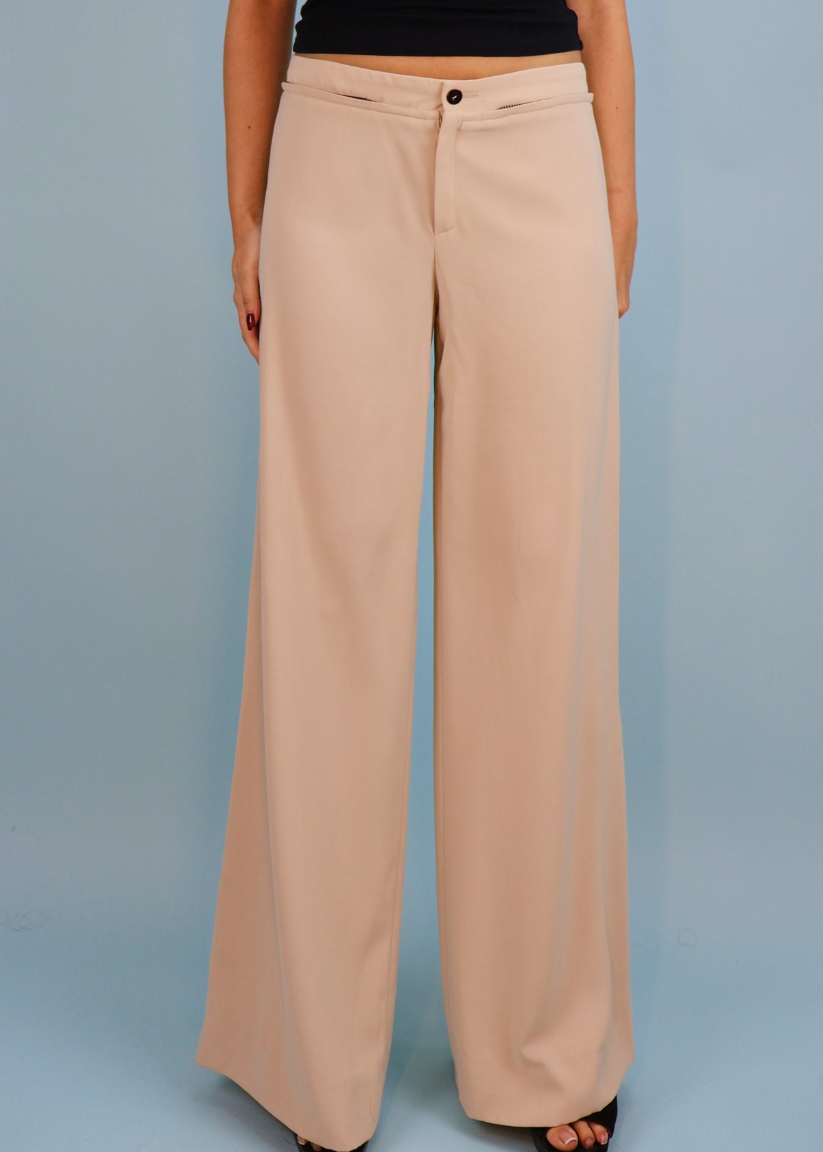 Jean Paul Gaultier Beige Detachable Leather Belt Waistband Pants