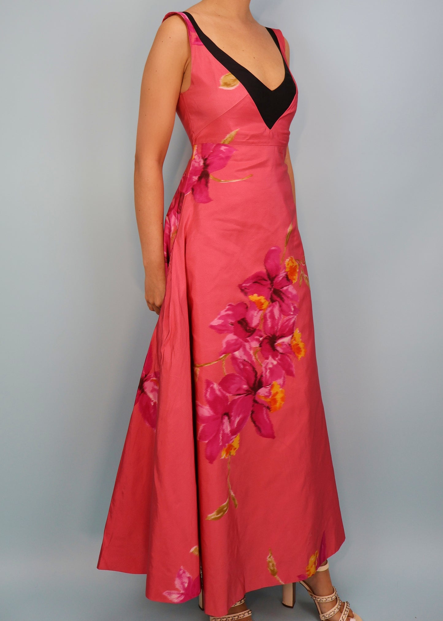 Christian Lacroix Fall 1997 Runway Pink Floral Silk Gown