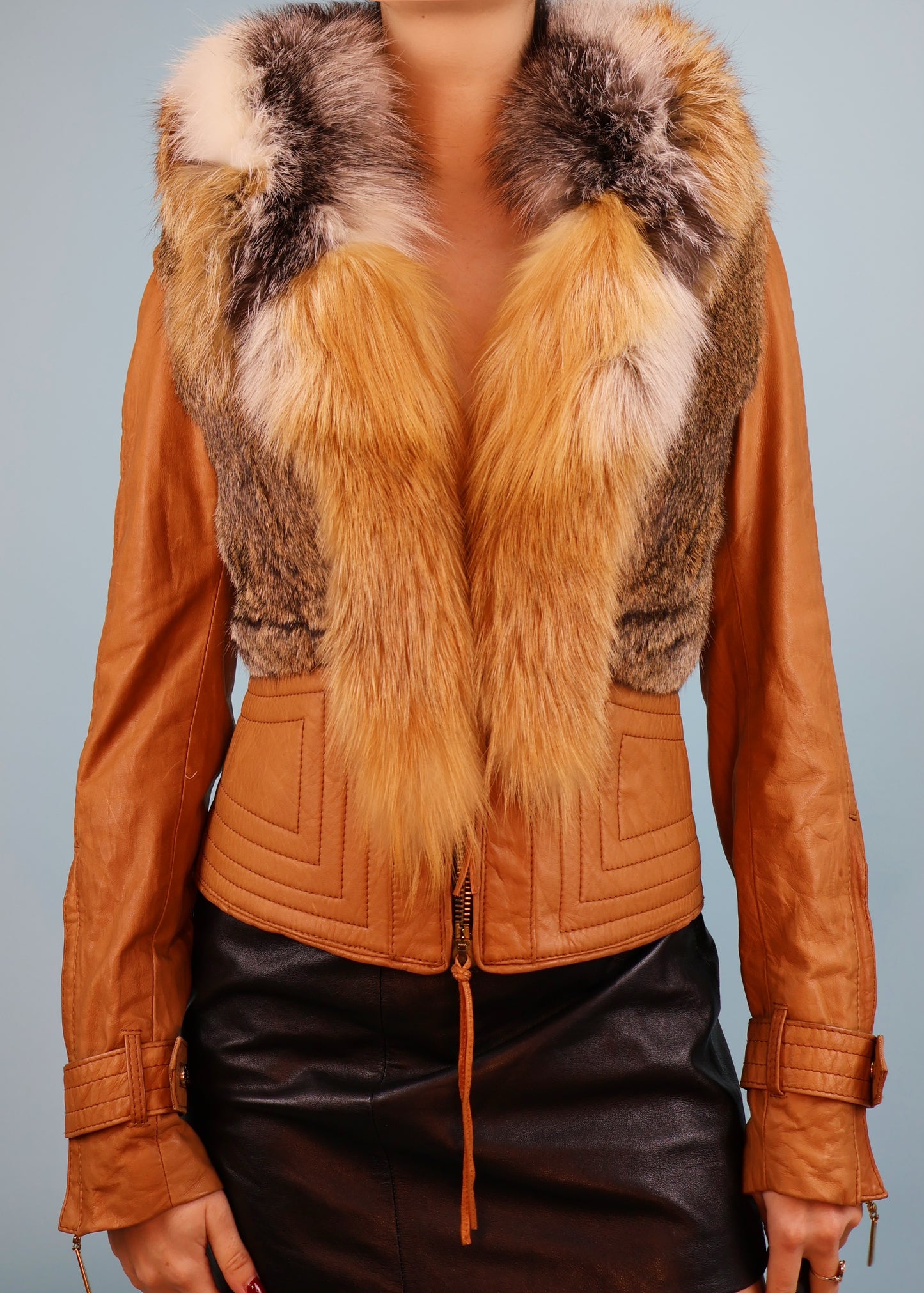 Roberto Cavalli Fall 2004 Brown Leather & Fur Jacket