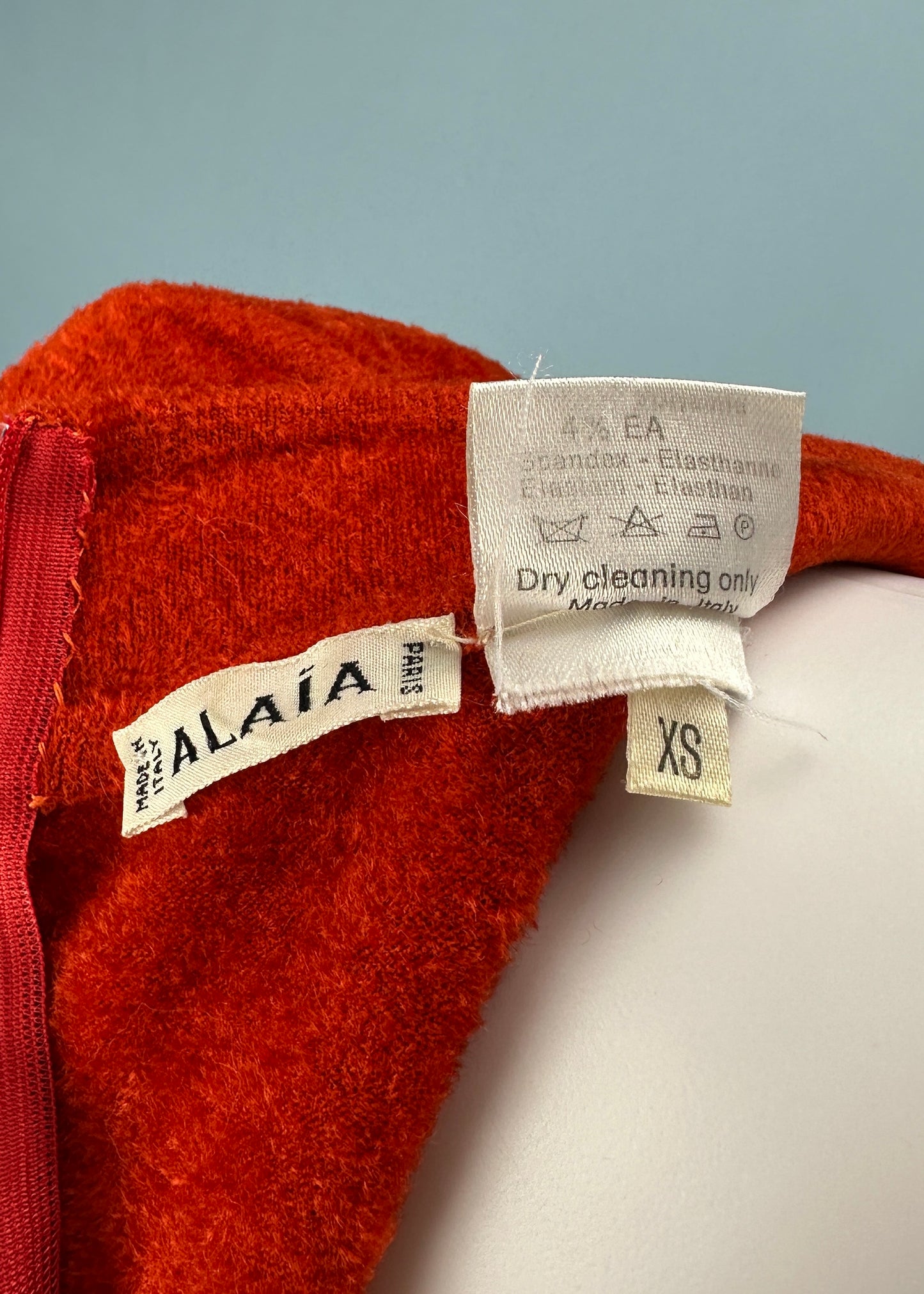 Azzedine Alaia Fall 1991 Runway Orange Chenille Cutout Dress