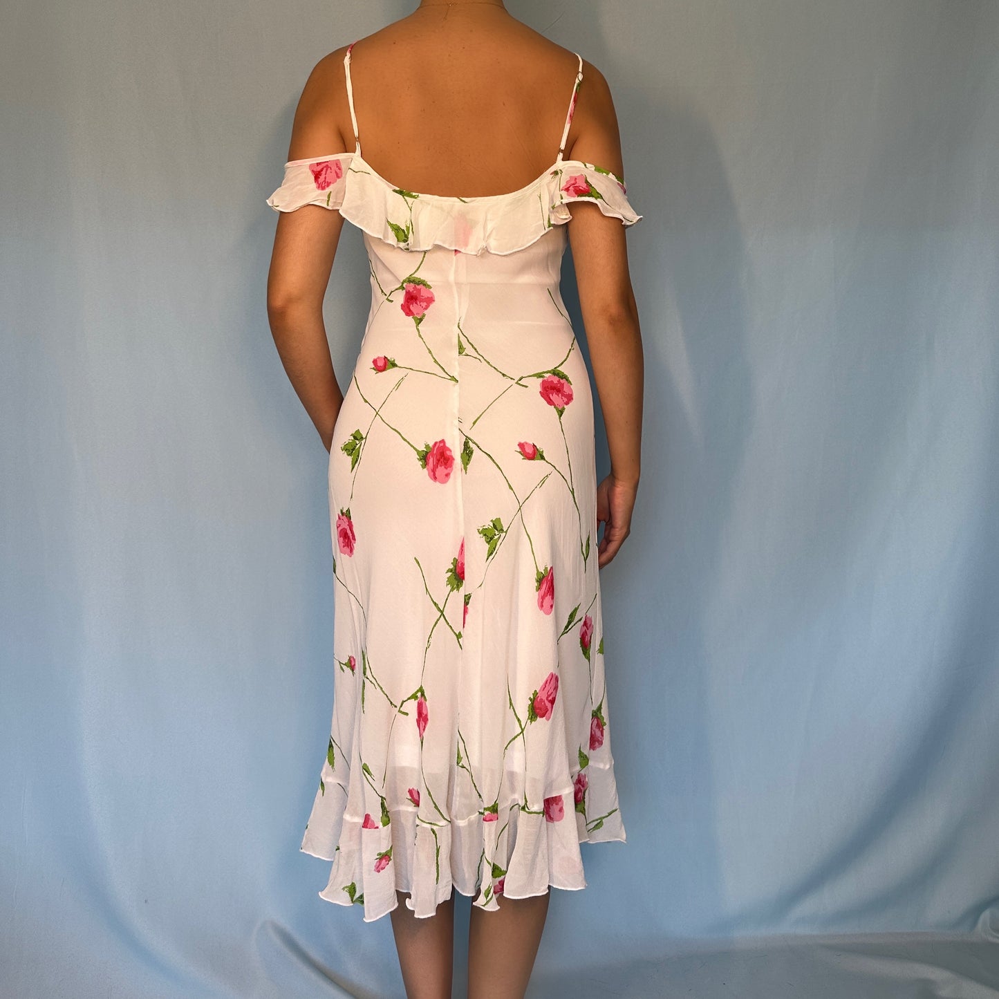 Betsey Johnson White Floral Chiffon Dress