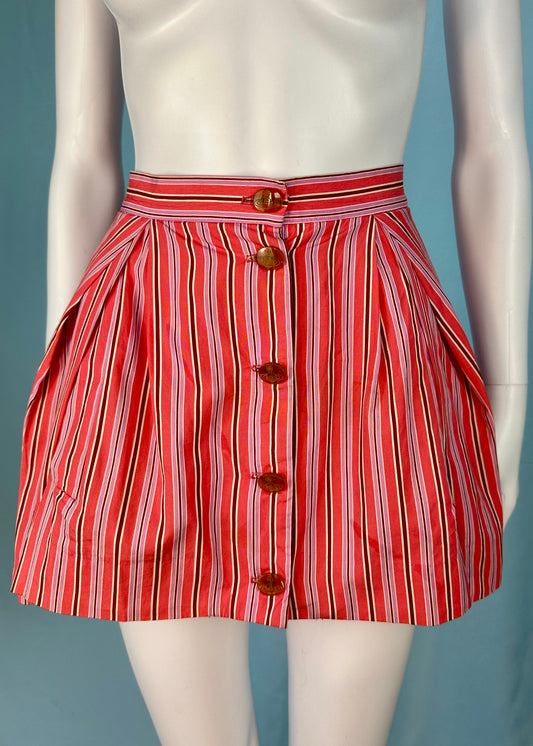 Vivienne Westwood Spring 1993 Pink Stripe Button Up Mini Skirt