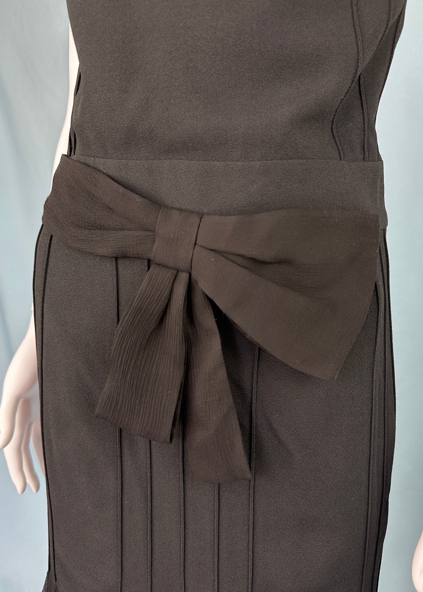Dior Spring 2008 Black Silk Chiffon Bow Dress