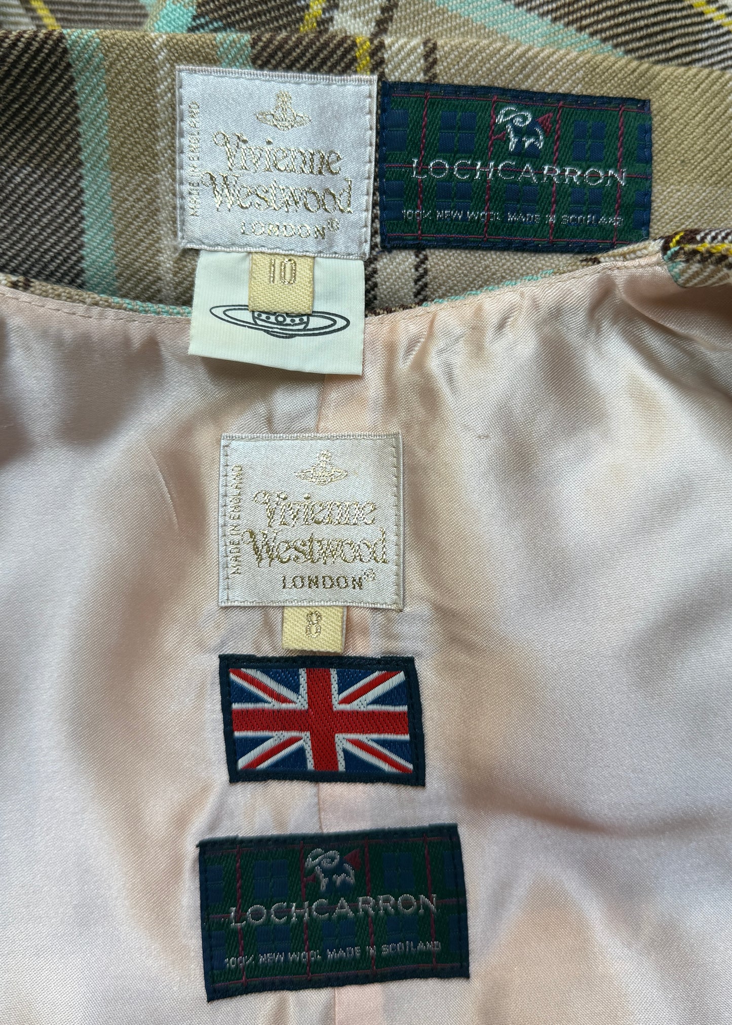 Vivienne Westwood Fall 1994 Tartan Wool Mini Skirt & Waistcoat Top Set