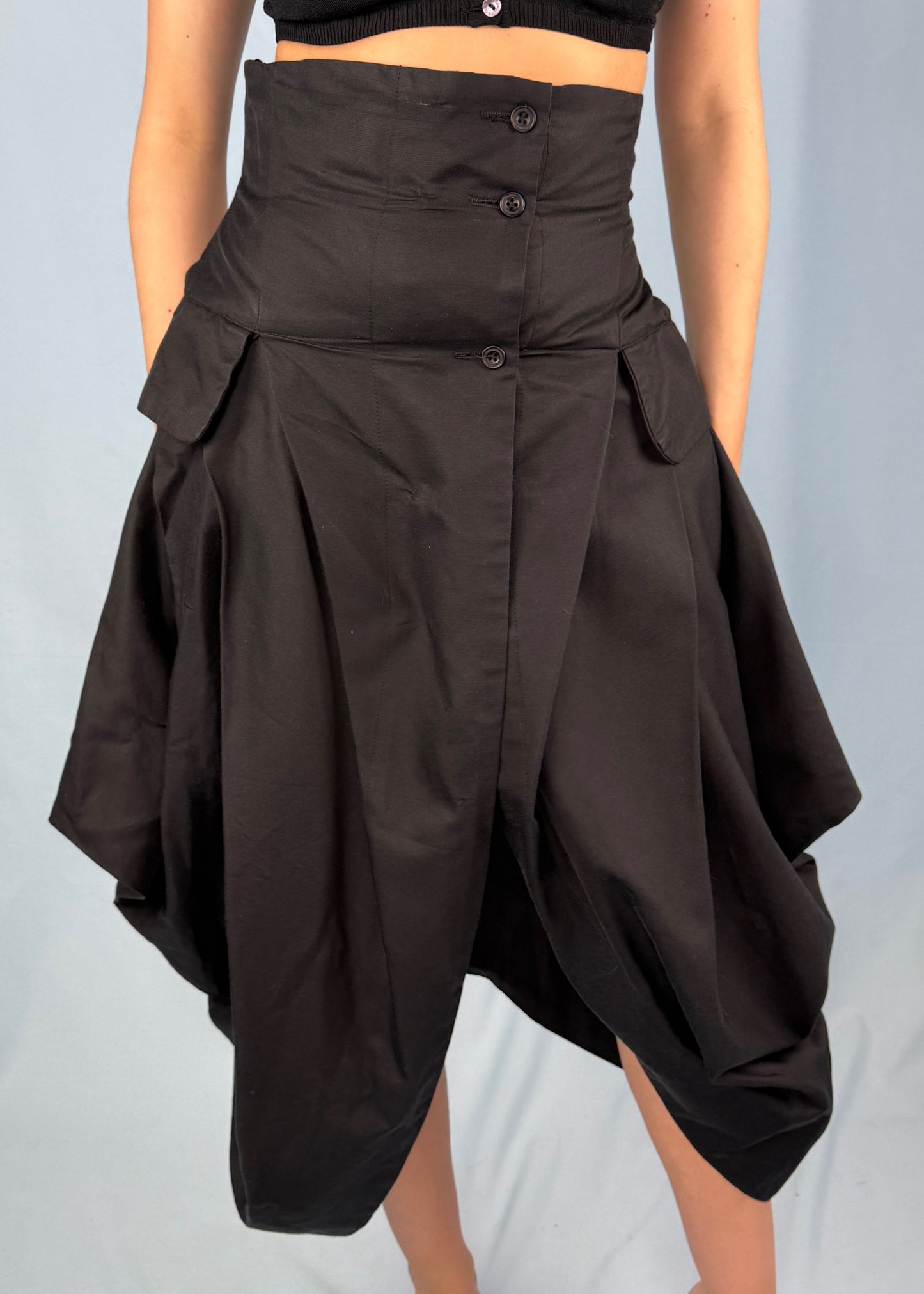John Galliano Spring 1987 Runway Black Draped Pannier Skirt