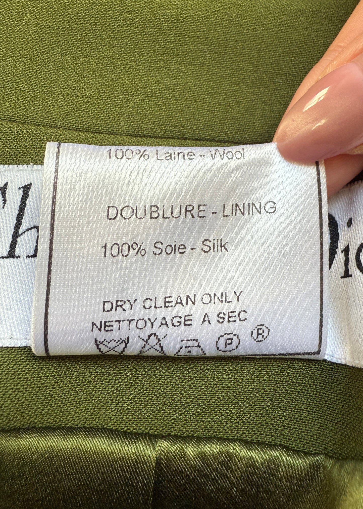 Dior Spring 1999 Khaki Green Jacket & Skirt Suit Set