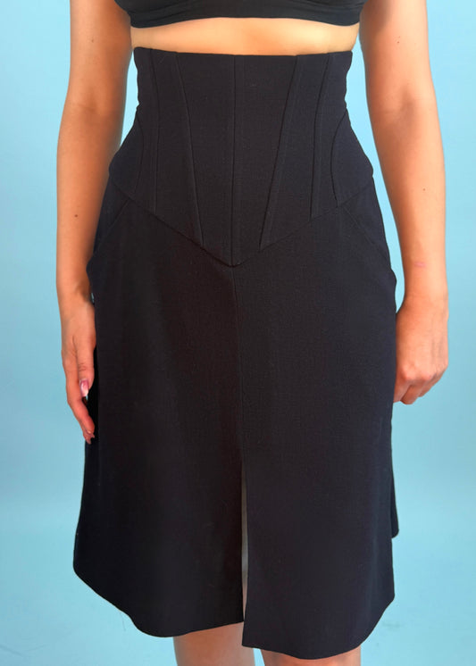 Chanel Spring 1995 Runway Black Corset Skirt