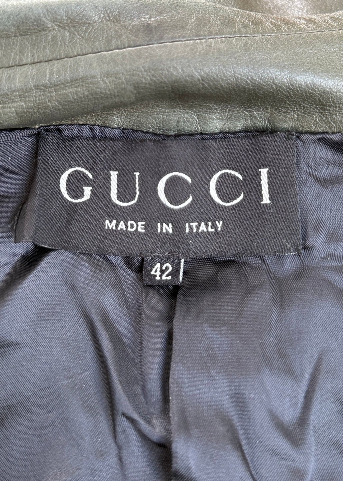 Gucci Fall 1995 Green Leather Jacket
