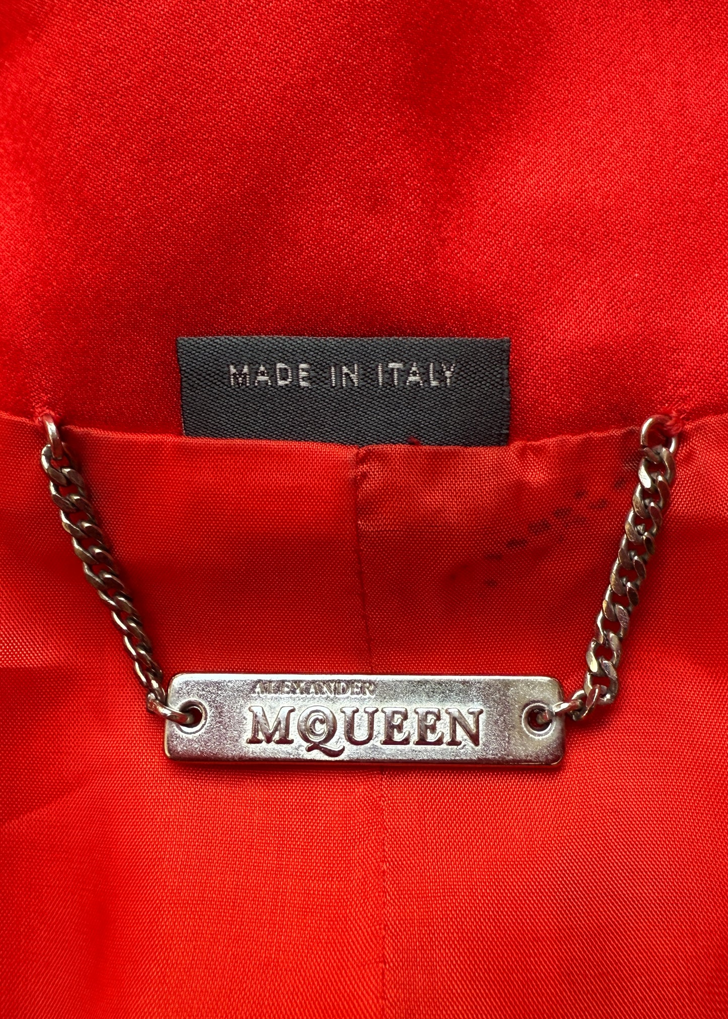 Alexander McQueen Spring 2002 Red Silk Satin Jacket