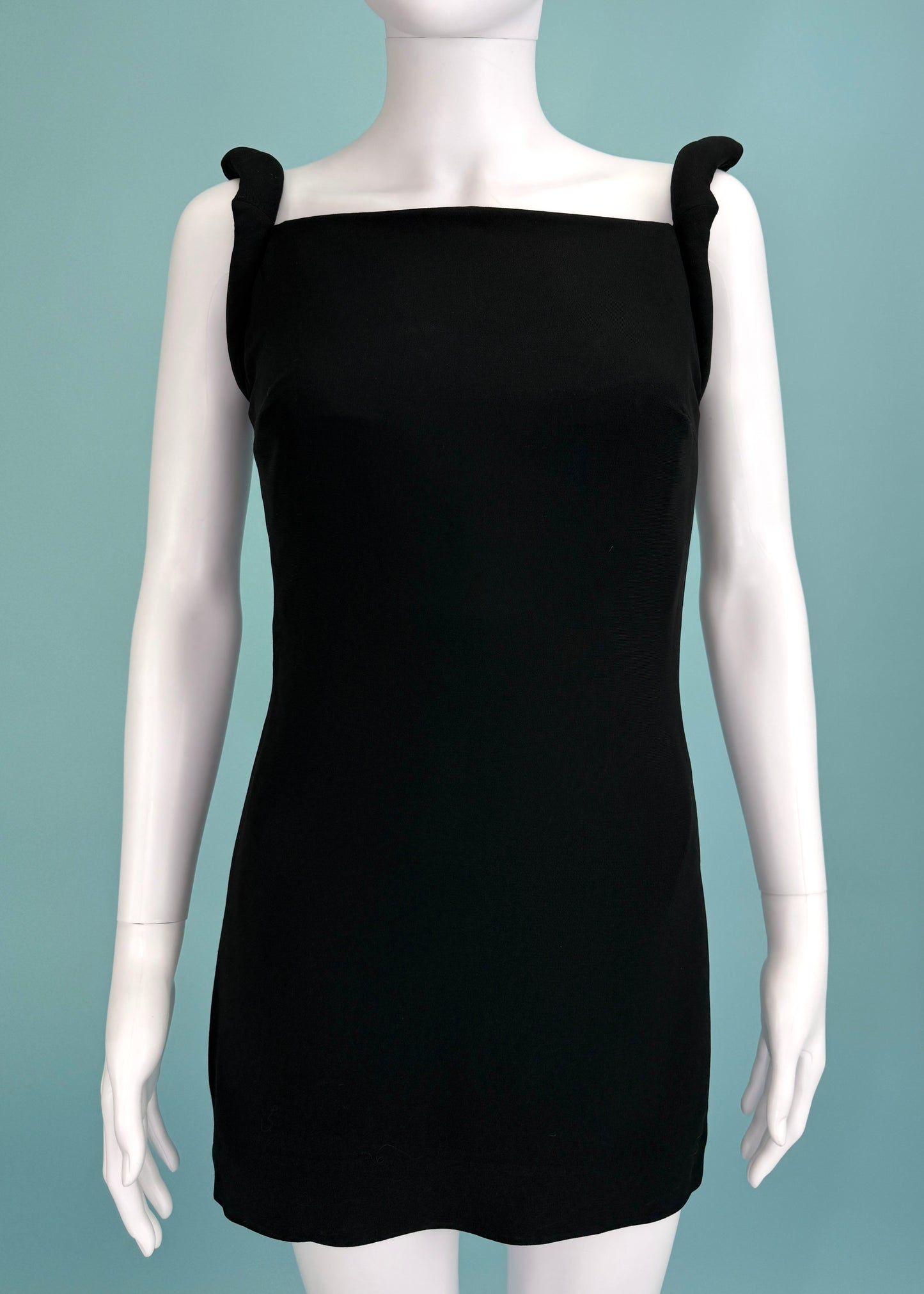 Versace Fall 1998 Black Padded Strap Mini Dress