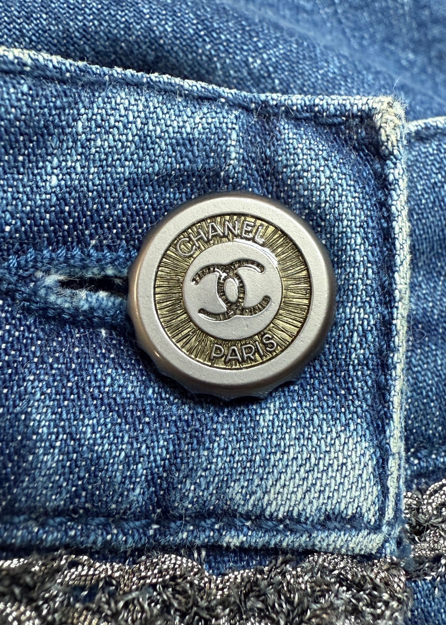 Chanel Spring 2006 Runway Chain Trim Denim Jorts