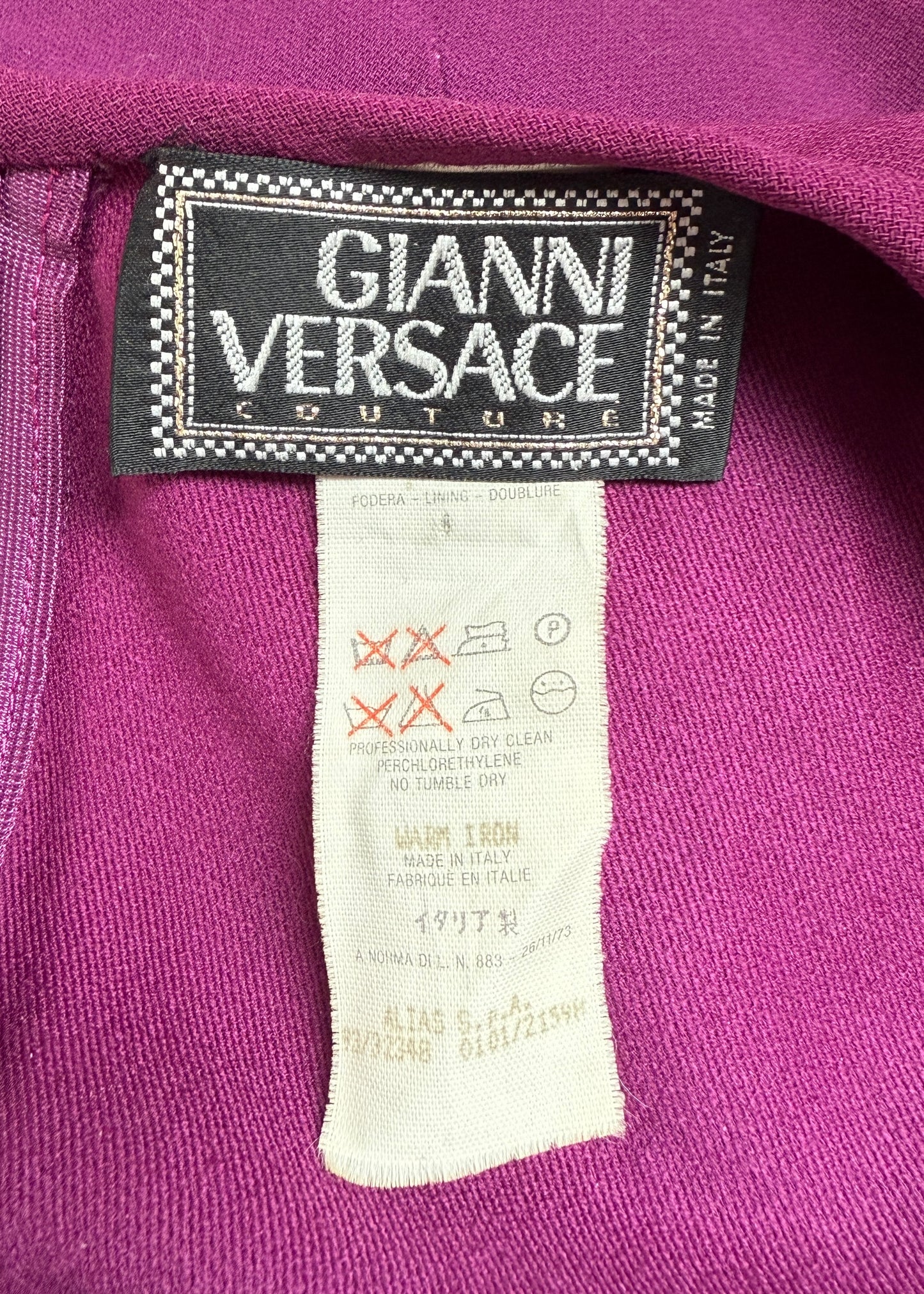 Versace Fall 1993 Purple Asymmetric Hem Dress