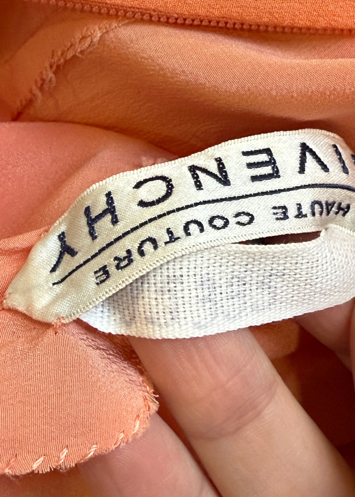 Givenchy Haute Couture Spring 1997 Peach Asymmetric Silk Dress & Shawl