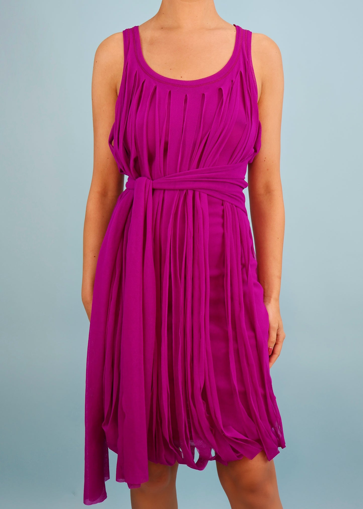 Jean Paul Gaultier Purple Mesh Waist Sash Dress