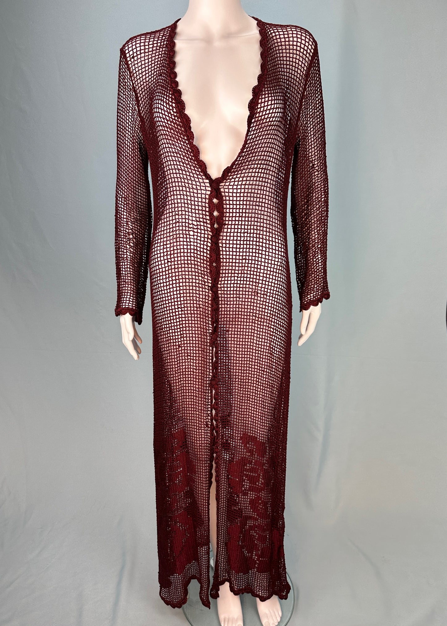 Dolce & Gabbana Fall 1997 Burgundy Floral Knit Cardigan