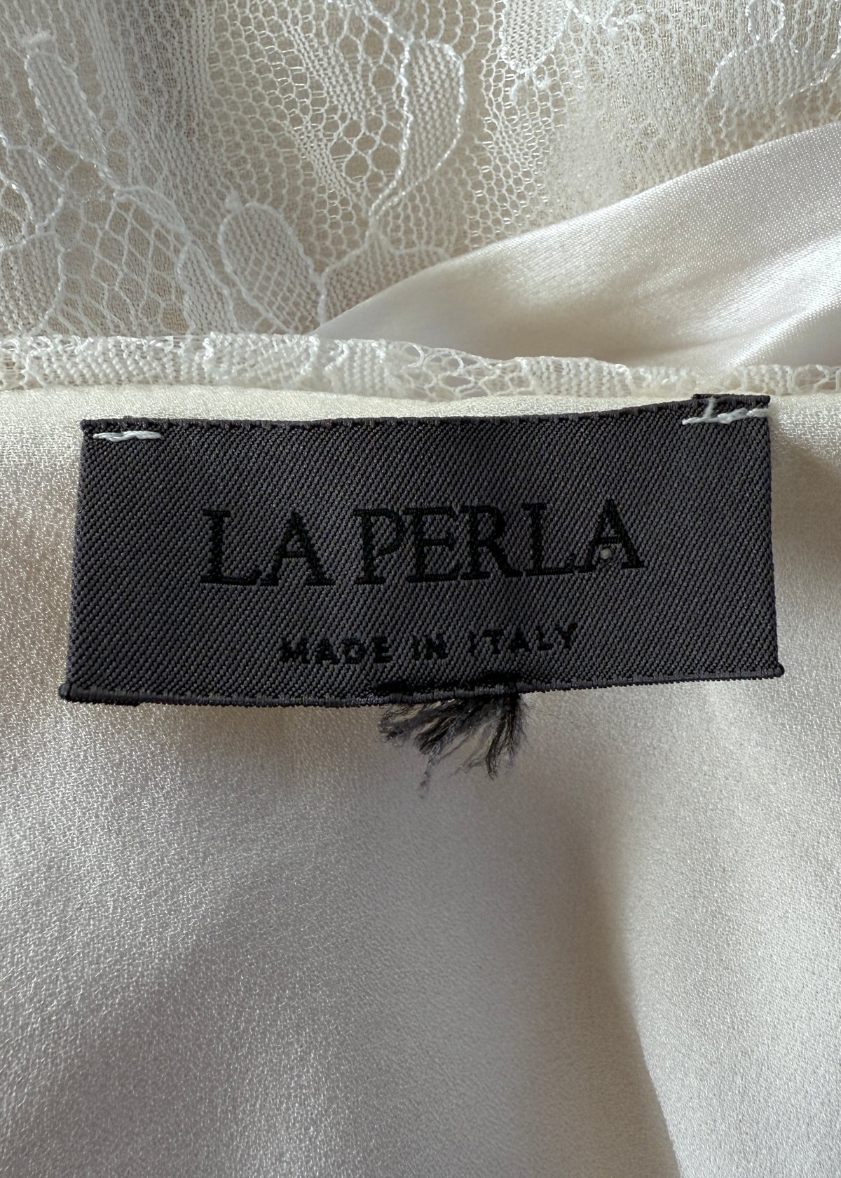 La Perla Ivory White Silk & Lace Draped Gown