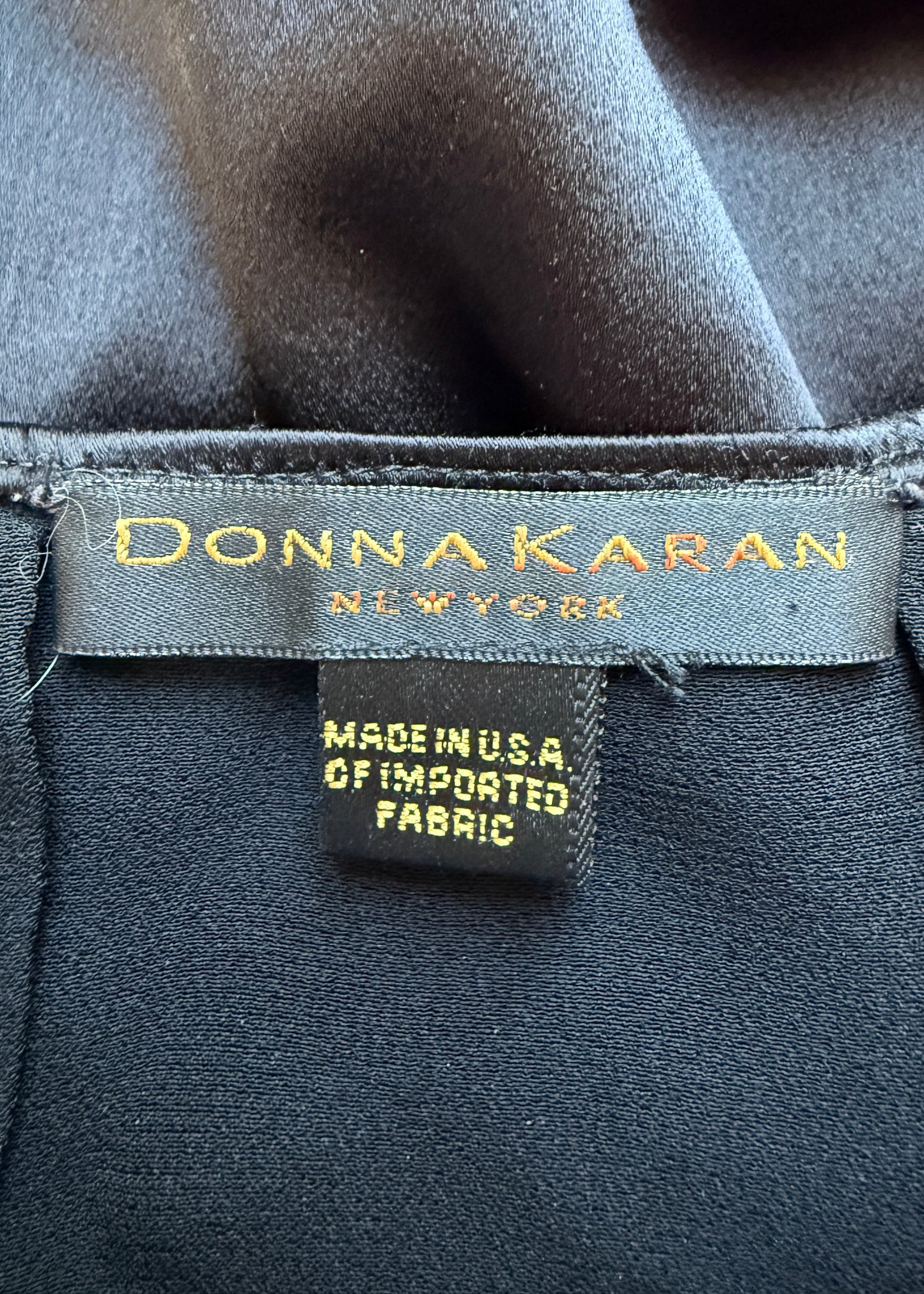 Donna Karan 1990s Black Satin Beaded Strap Backless Dress